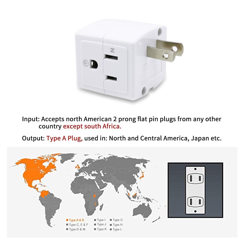 3-Way Wall Outlet Extender with Surge Protection - AC Power Adapter & Multi Plug Extension for Home, Office, Travel - Perfect for Charging Phones, Laptops & Small Appliances
