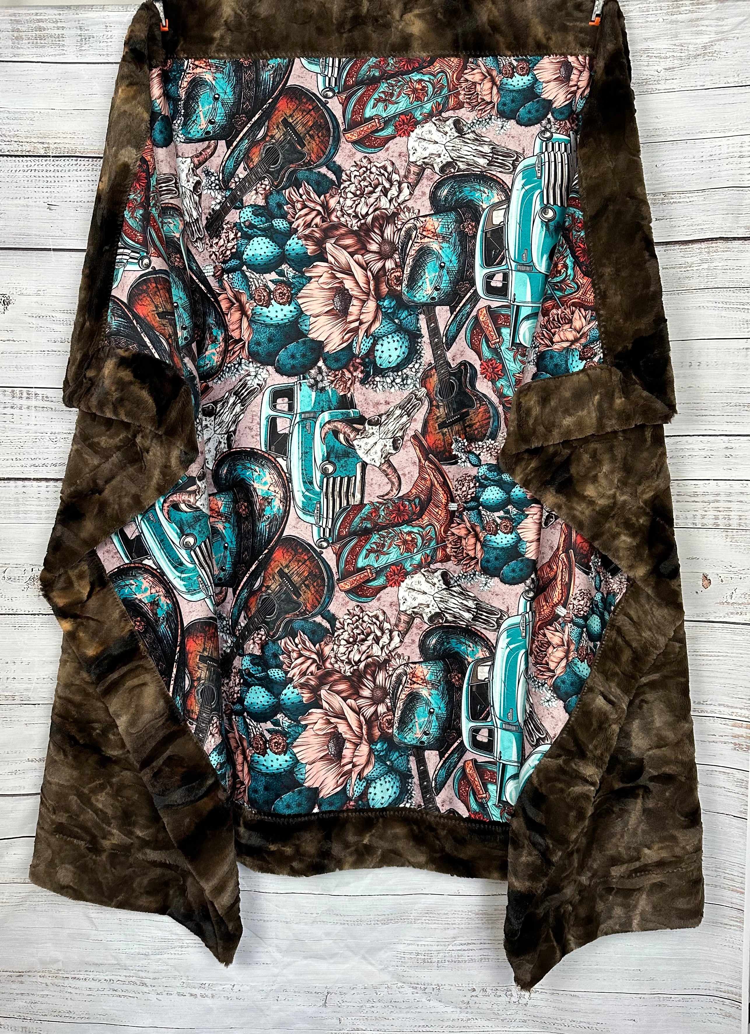 Vintage Western Brown Tie Dye Luxe 54x79 Inch Large Minky Blanket - Ultra Soft Premium Quality - Perfect for Bedroom, Sofa, Picnic & Gift Giving