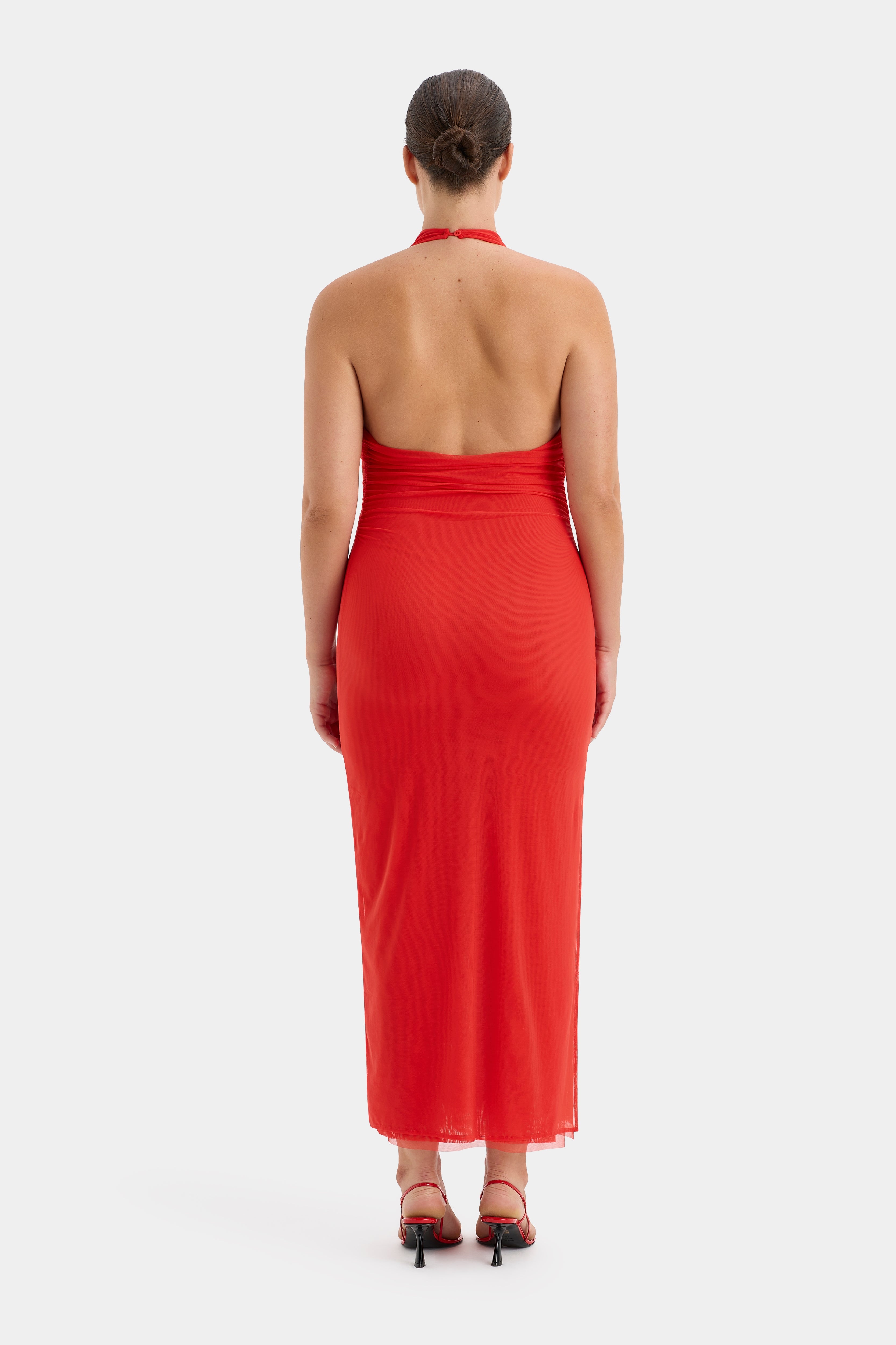Jacques Mesh Halter Midi Dress - Elegant Summer Party Dress for Women, Beach Wedding Guest Outfit, Cocktail Evening Wear