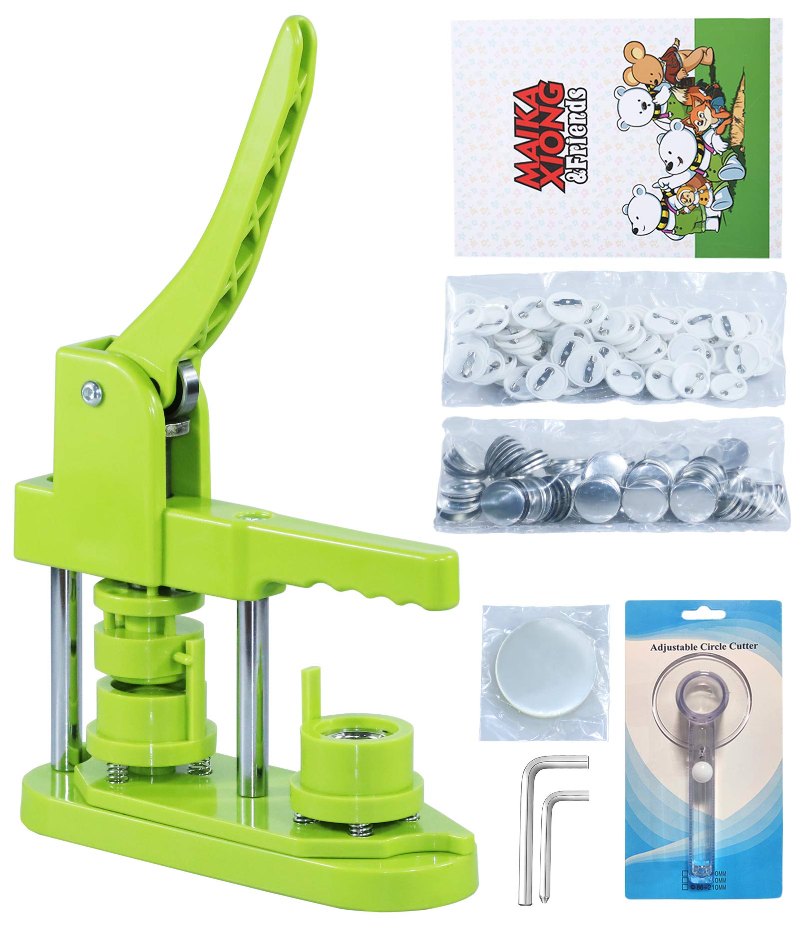 3rd Gen Button Maker Machine - 25mm (1 Inch) DIY Pin Badge Press Kit with 500pcs Button Parts, Circle Cutter & Magic Book - No Installation Needed for Home, School & Craft Projects