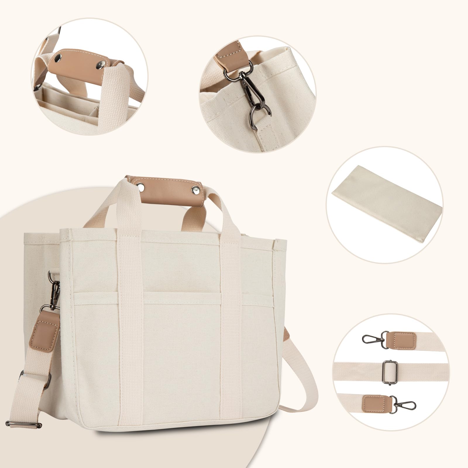 Stylish Multi-Pocket Canvas Tote Bag for Women - Large Capacity Crossbody Shoulder Bag with Multiple Compartments - Perfect for Work, Travel, Shopping & Mom's Daily Essentials