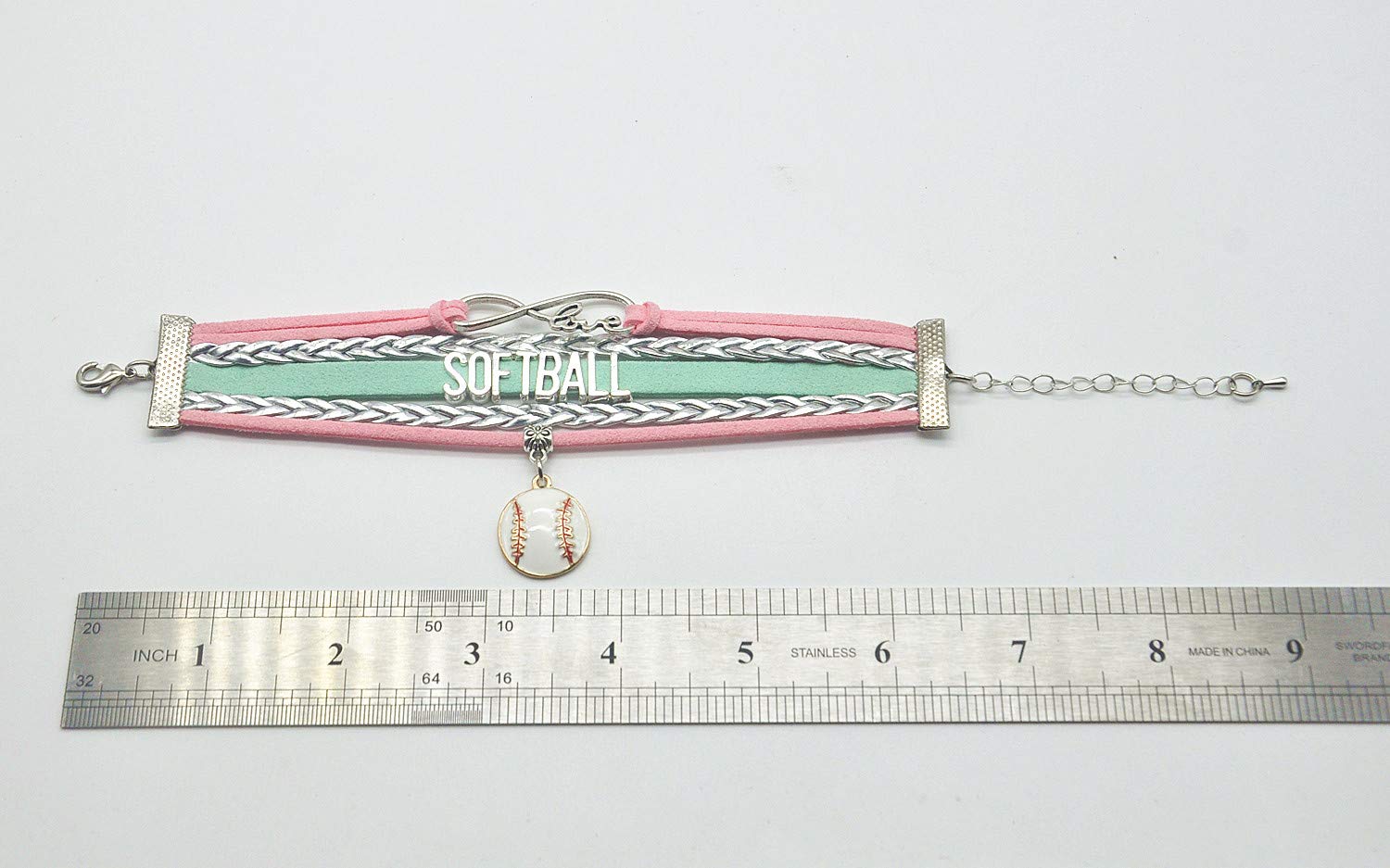 HCChanshi Infinity Love Charm Softball Bracelet - Team Themed Jewelry for Adult Softball Fans & Couples (Bulk Pack) - Perfect for Game Days, Valentine's Gifts & Team Spirit Accessories
