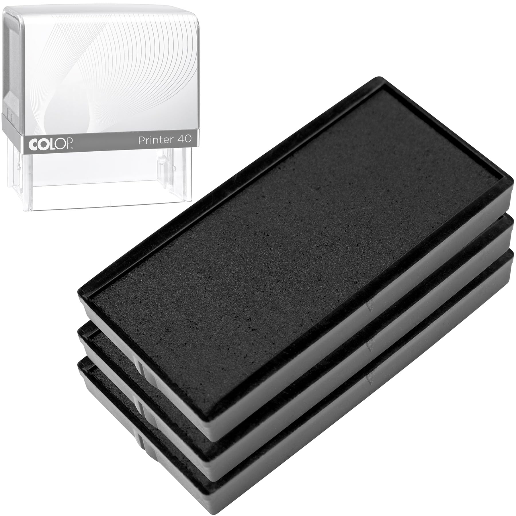 COLOP E/40 Non-Toxic Water-Based Premium Ink Pad Refill for Stamp Printers - 3 Pack Black Replacement Pads - Ideal for Office, Crafting & DIY Projects