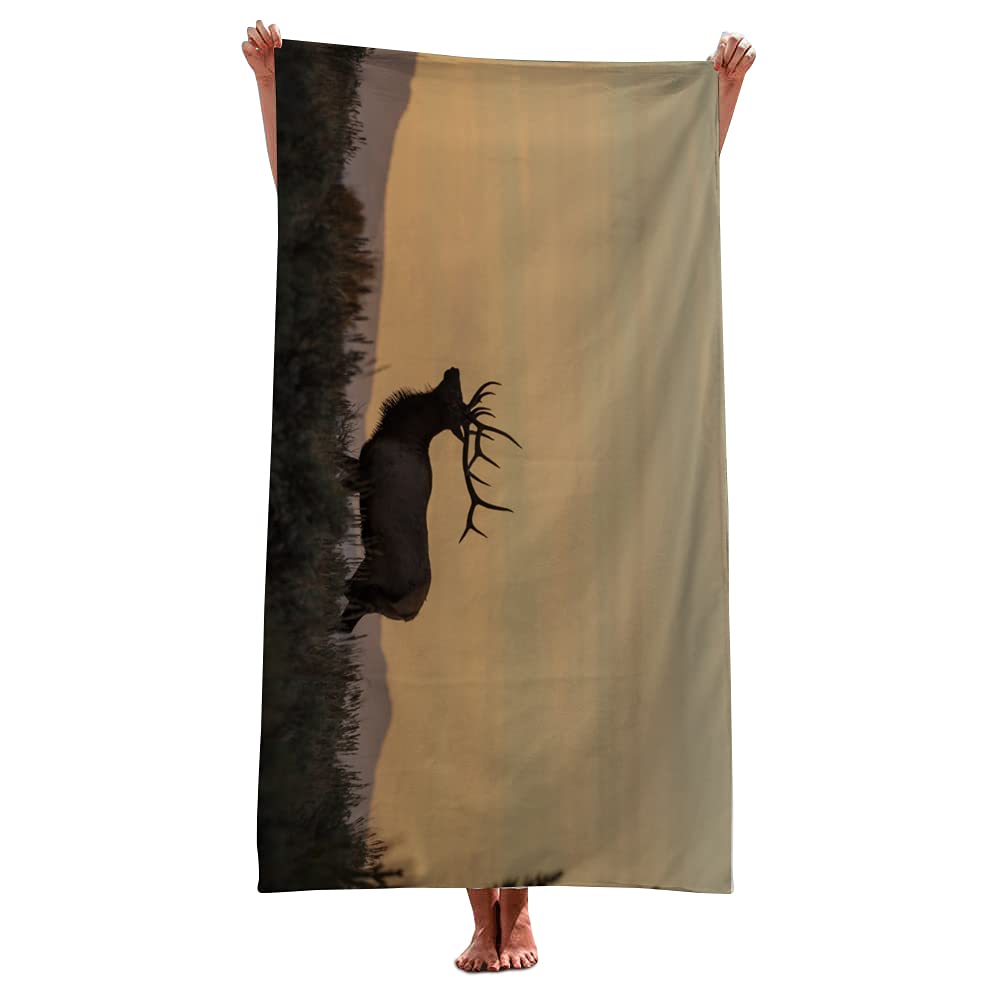 MARSTREE Elk Deer Series Microfiber Beach Towel - Quick Dry, Sand Free, Super Absorbent Bath & Beach Blanket (31.5x63 Inches) for Swimming, Pool, Yoga, Camping, Gym & Outdoor Activities - Perfect for Beach Vacations, Picnics and Summer Travel