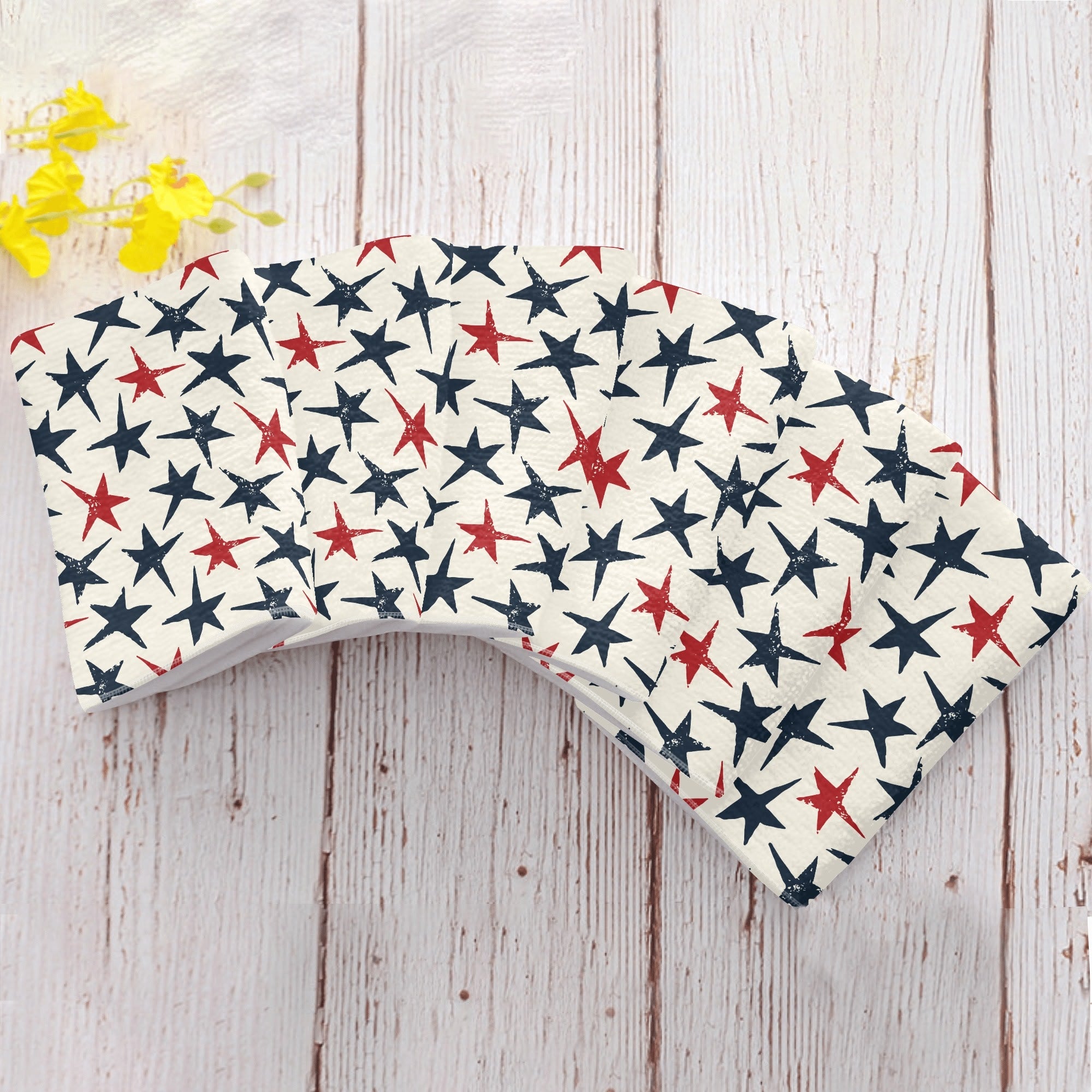 Grunge Stars Hand Towels 6-Piece Set - Soft & Absorbent Kitchen & Bathroom Towels for Home, Gym, and Travel