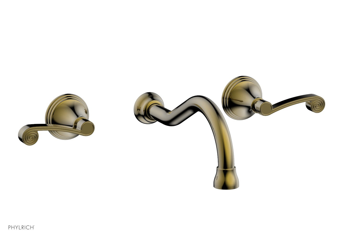 3RING Wall Lavatory Faucet Set with Curved Lever Handles - DWL206 - Perfect for Bathroom Sink, Powder Room and Guest Bath Installation