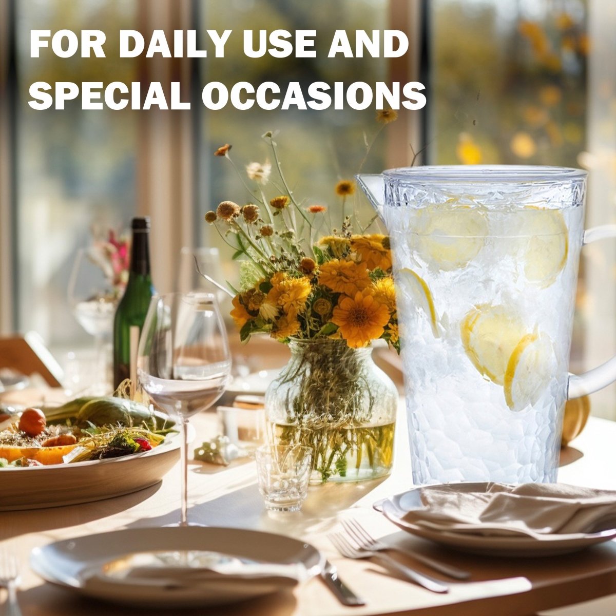 74oz ChillCraft Clear Pitcher - BPA Free Large Water Pitcher with Lid & Spout - Perfect for Iced Tea, Lemonade & Cold Brew Drinks at Home, Office or Outdoor Parties