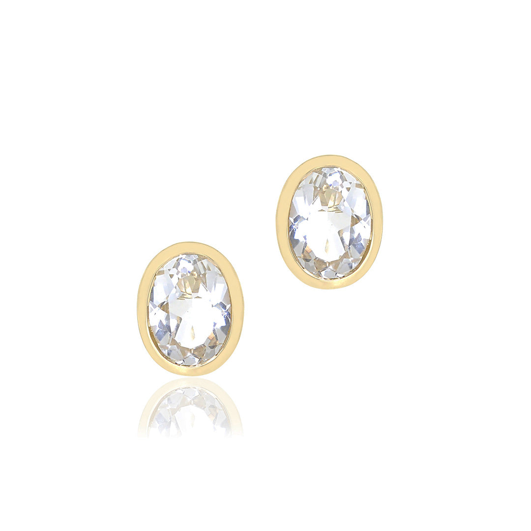 Joan Stud Earrings in White Topaz | Elegant Cubic Zirconia Earrings for Women | Perfect for Weddings, Parties & Everyday Wear