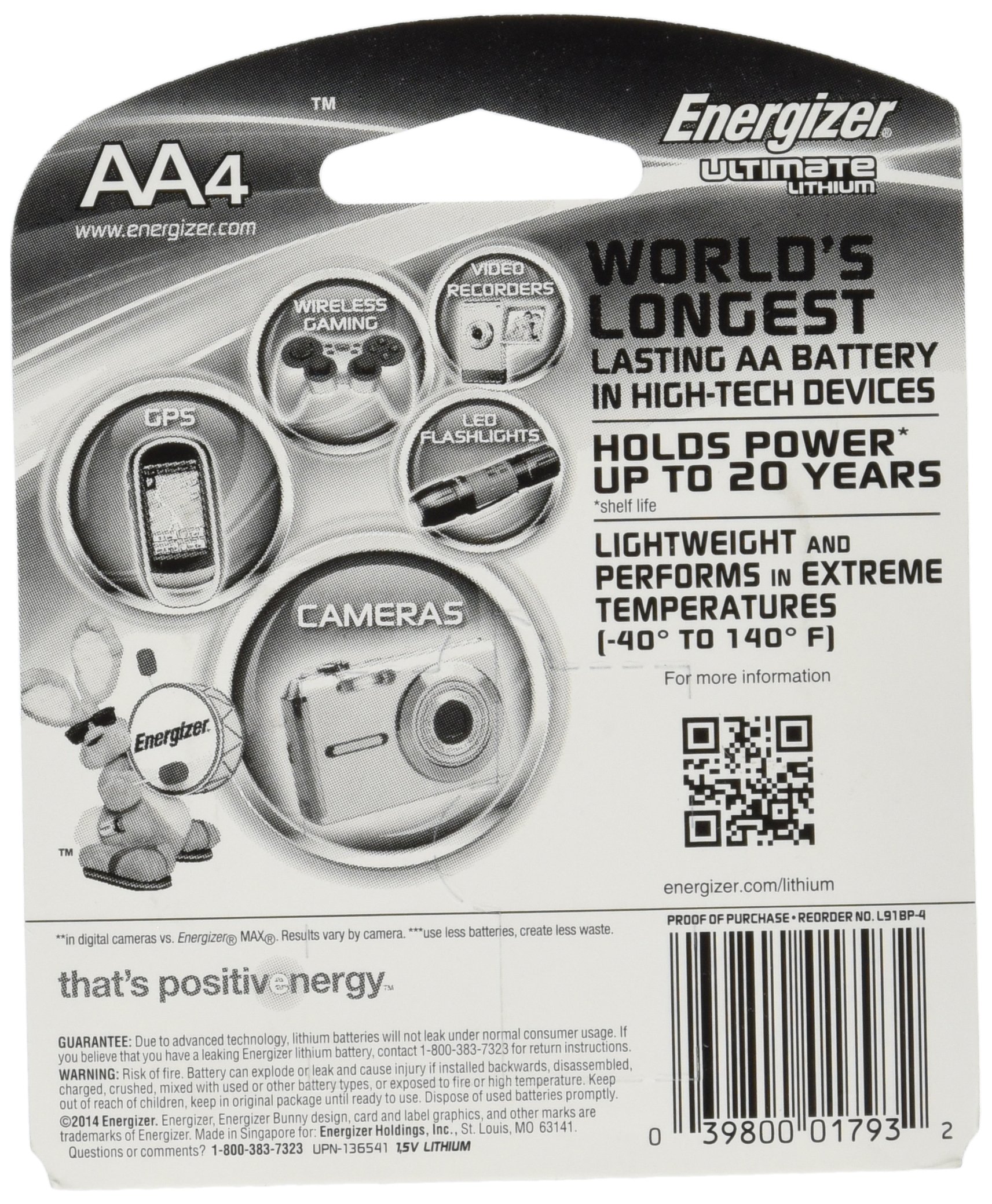 Energizer Ultimate Lithium AA Batteries (36 Pack) - Long-Lasting Power for Cameras, Flashlights & Electronics - Best for High-Drain Devices & Emergency Kits