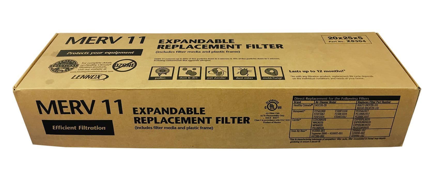 Lennox X8304 MERV 10 20x25x5 Expandable Air Filter Replacement Kit - Genuine OEM Lennox Product for HVAC Systems & Home Air Purification
