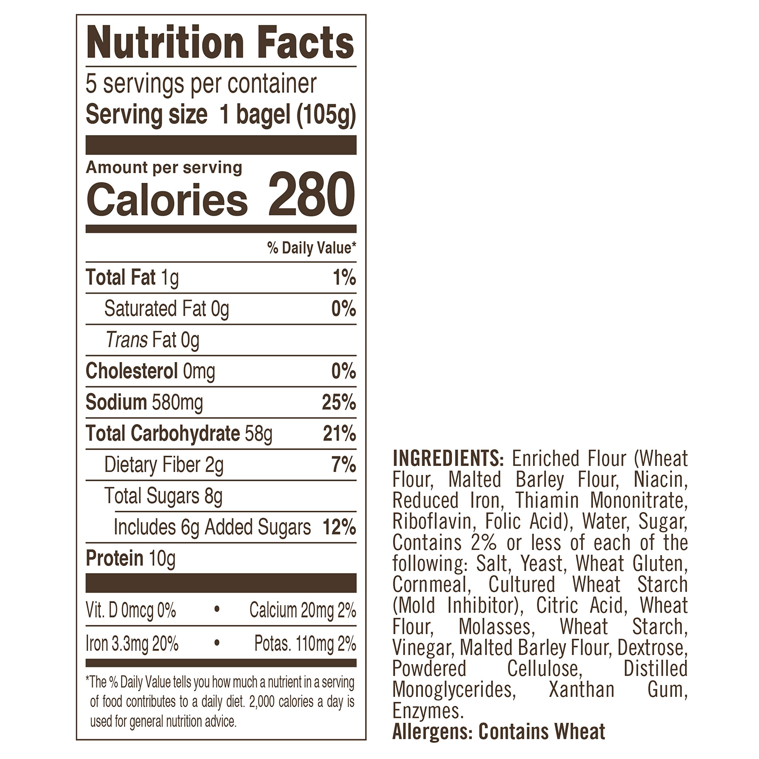 Einstein Bros. Bagels Take & Toast Plain Bagels - 18.5 oz (5 Count) - Perfect for Breakfast, Snacks & Quick Meals - Ready to Toast & Enjoy at Home or Office