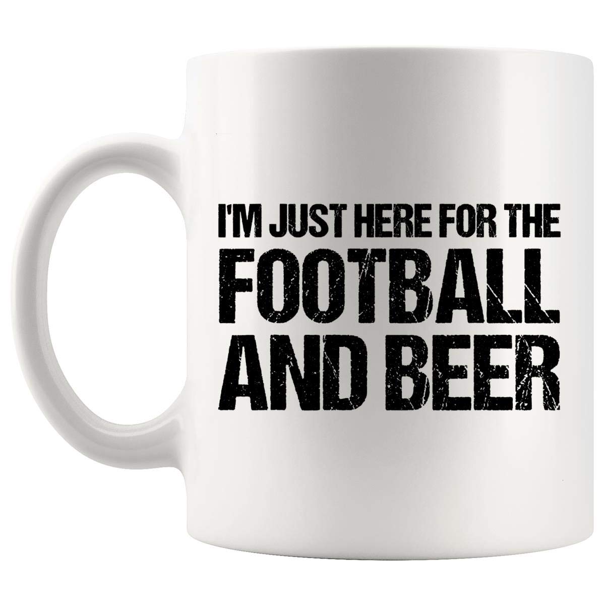 Funny Beer Drinking Mug & T-Shirt Gift Set - Sarcastic HERE FOR THE FOOTBALL AND BEER Design for Men & Women - Perfect for Game Day, Parties & Coffee Lovers