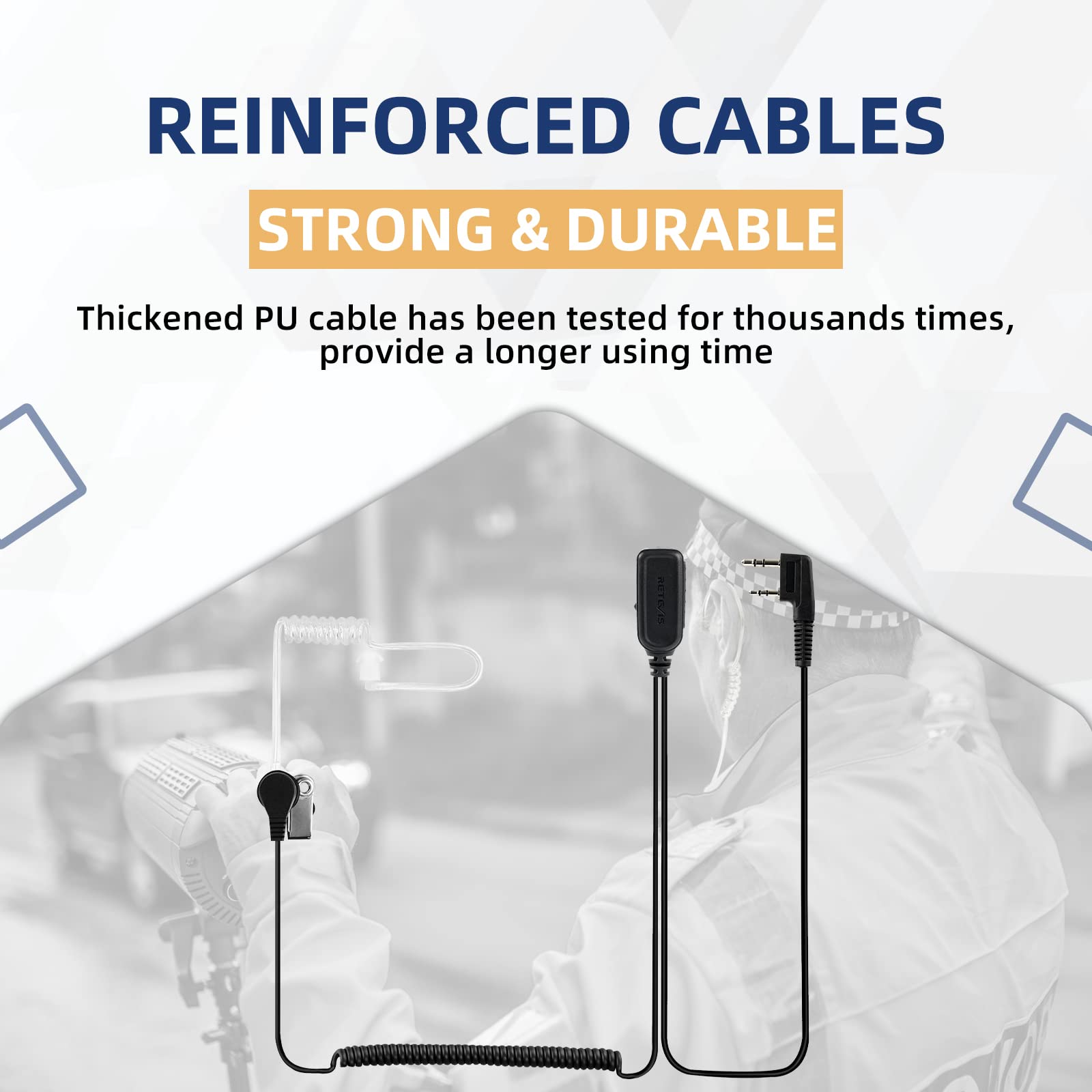 Retevis VOX Hands-Free Walkie Talkie Headset with Mic - 2 Pin Acoustic Tube Security Earpiece for Two Way Radios - Compatible with RT617 RT619 RT622 RT24 RT27 Baofeng Radios (1 Pack) - Ideal for Security Guards, Construction Sites & Event Staff Communication