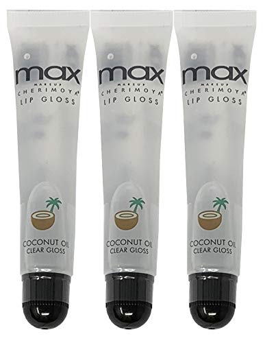 MAX Makeup Lip Polish with Coconut Oil - Clear Gloss for Soft, Shiny Lips (3-Pack) | Perfect for Daily Hydration & Nighttime Lip Care