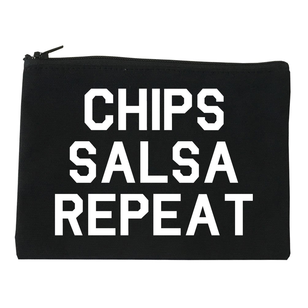 Funny Chips Salsa Repeat Cosmetic Makeup Bag - Cute Food-Themed Travel Toiletry Pouch for Women | Perfect for Gym, Travel & Daily Essentials Storage
