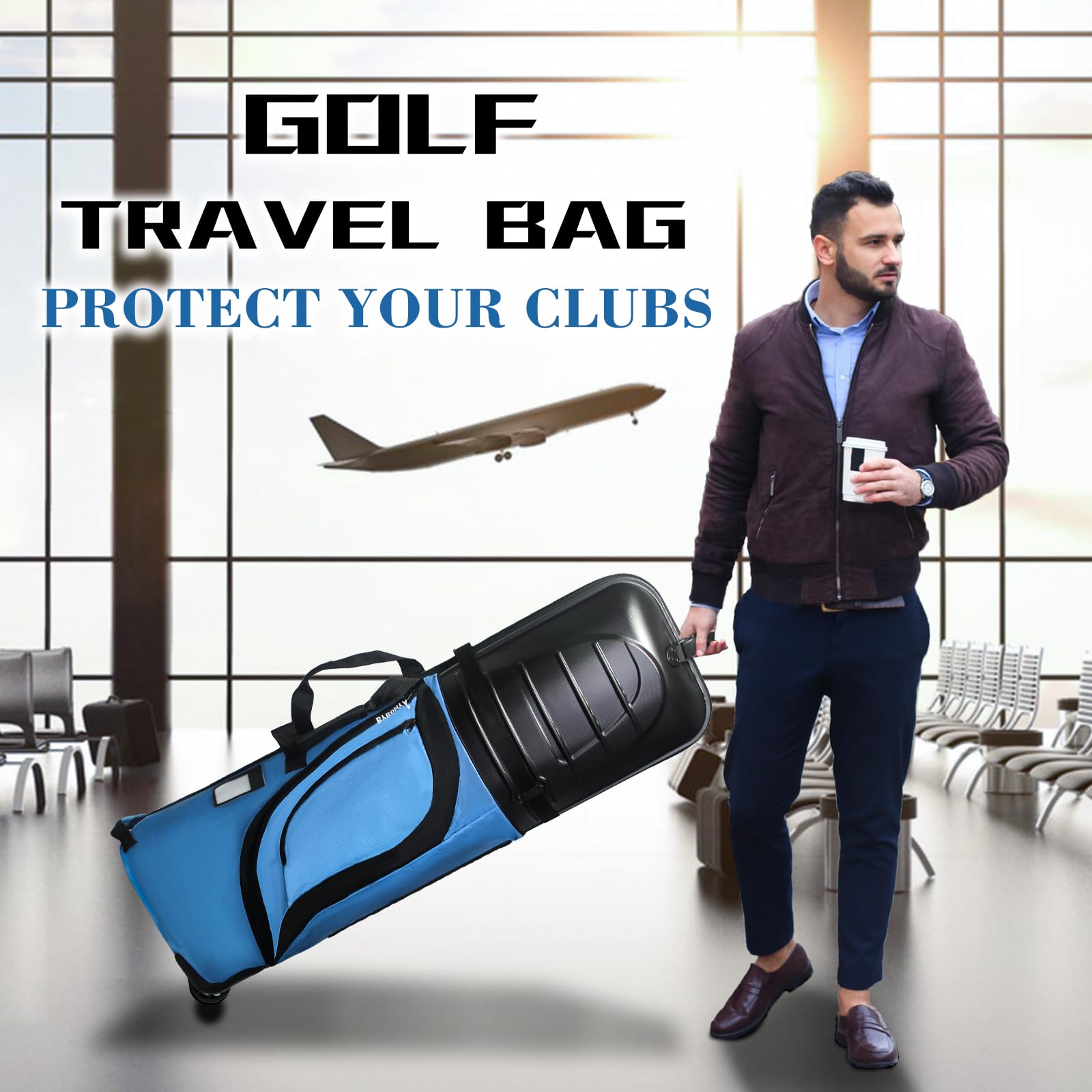 Premium Oversized Golf Travel Bag with Wheels & ABS Hard Case - 1680D Oxford Heavy Duty Protection | Lightweight Airline Approved Golf Club Carrier | Perfect for Air Travel & Golf Vacations