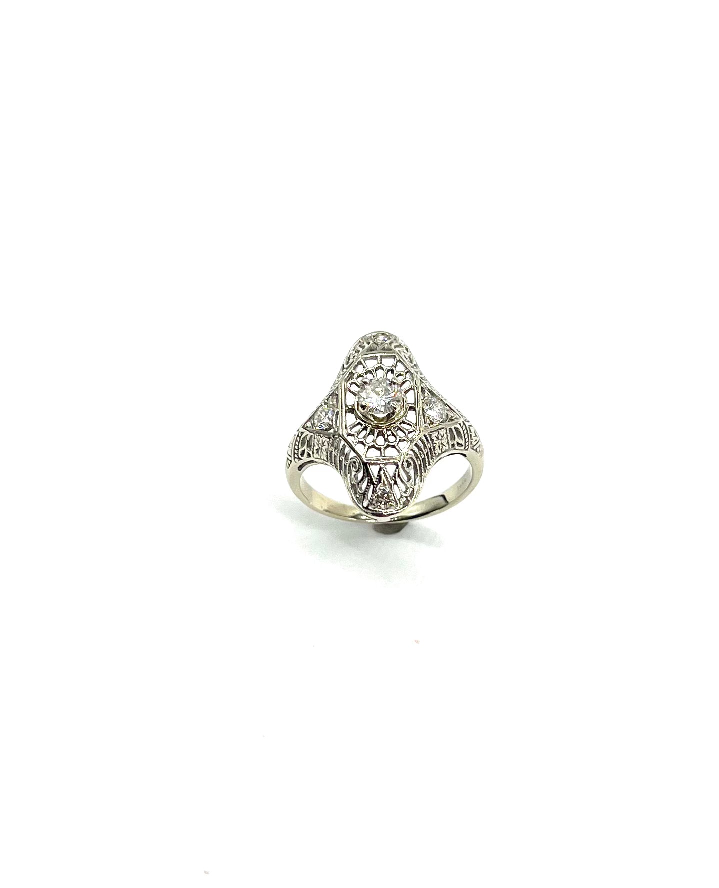 Vintage Filigree Diamond Ring - 14K Gold Engagement Wedding Band for Women, Handcrafted Antique Style Jewelry Gift for Anniversary, Valentine's Day & Special Occasions