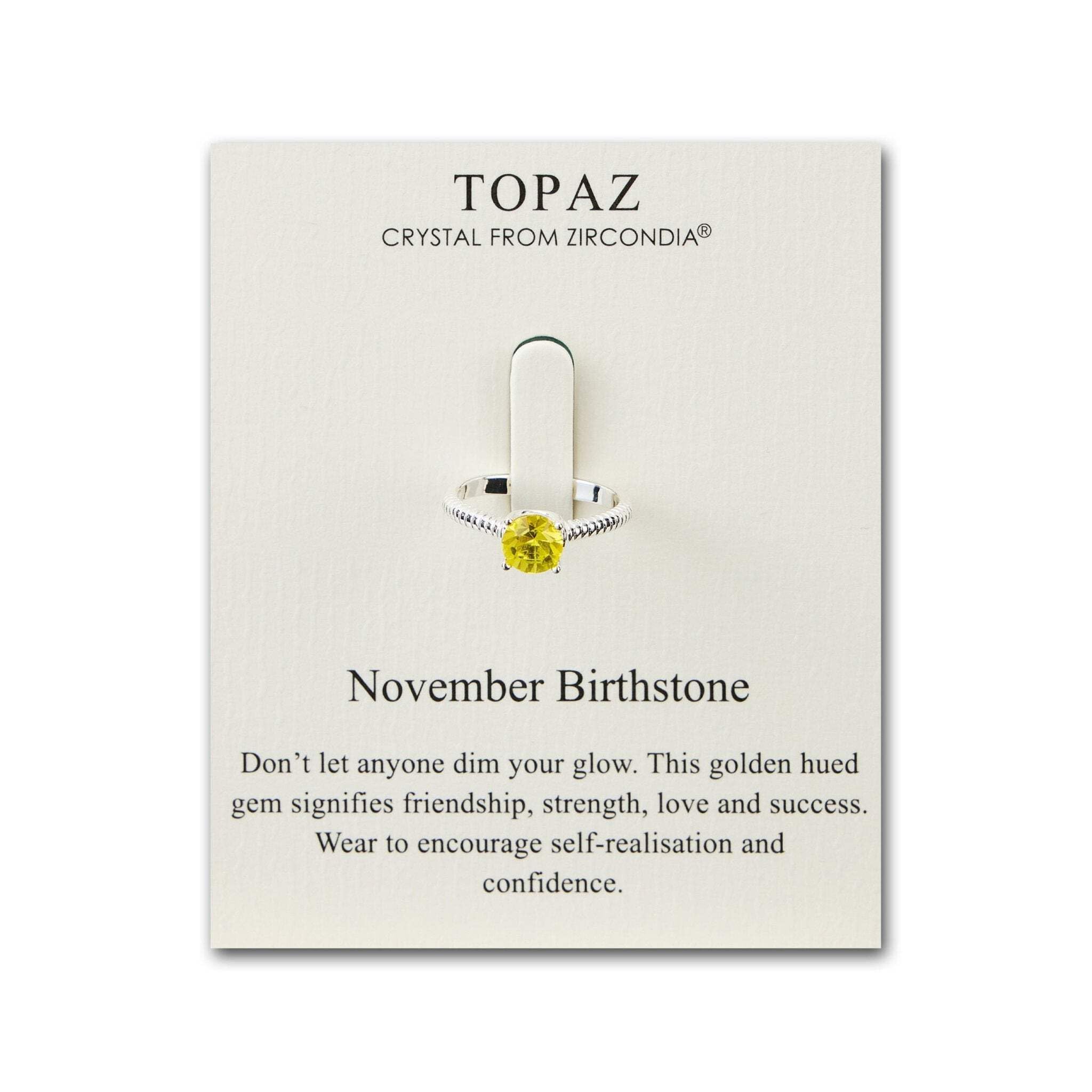 Topaz Birthstone Ring with Zirconia for November Birthdays & Gifts