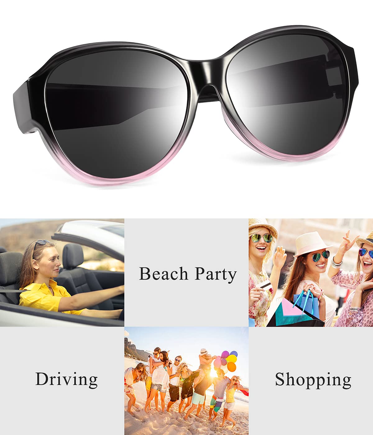 Oversized Fit Over Sunglasses for Women & Men - Polarized Lenses with 100% UV Protection - Perfect for Driving, Outdoor Sports & Everyday Wear