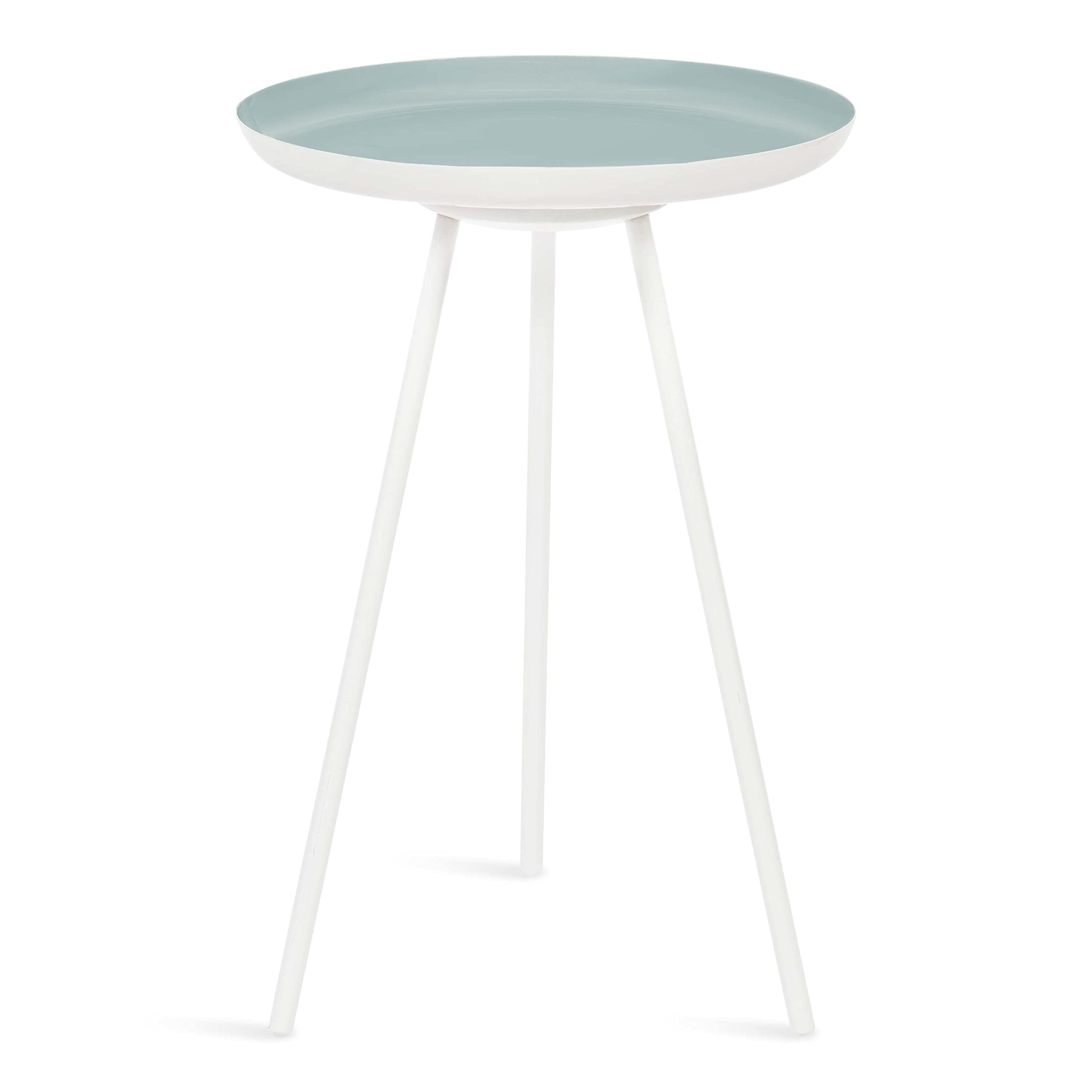 Kate and Laurel Laranya Round Metal Side Table - 15x15x22.5 Inches, Blue & White - Perfect for Living Room, Bedroom, or Outdoor Patio Decor