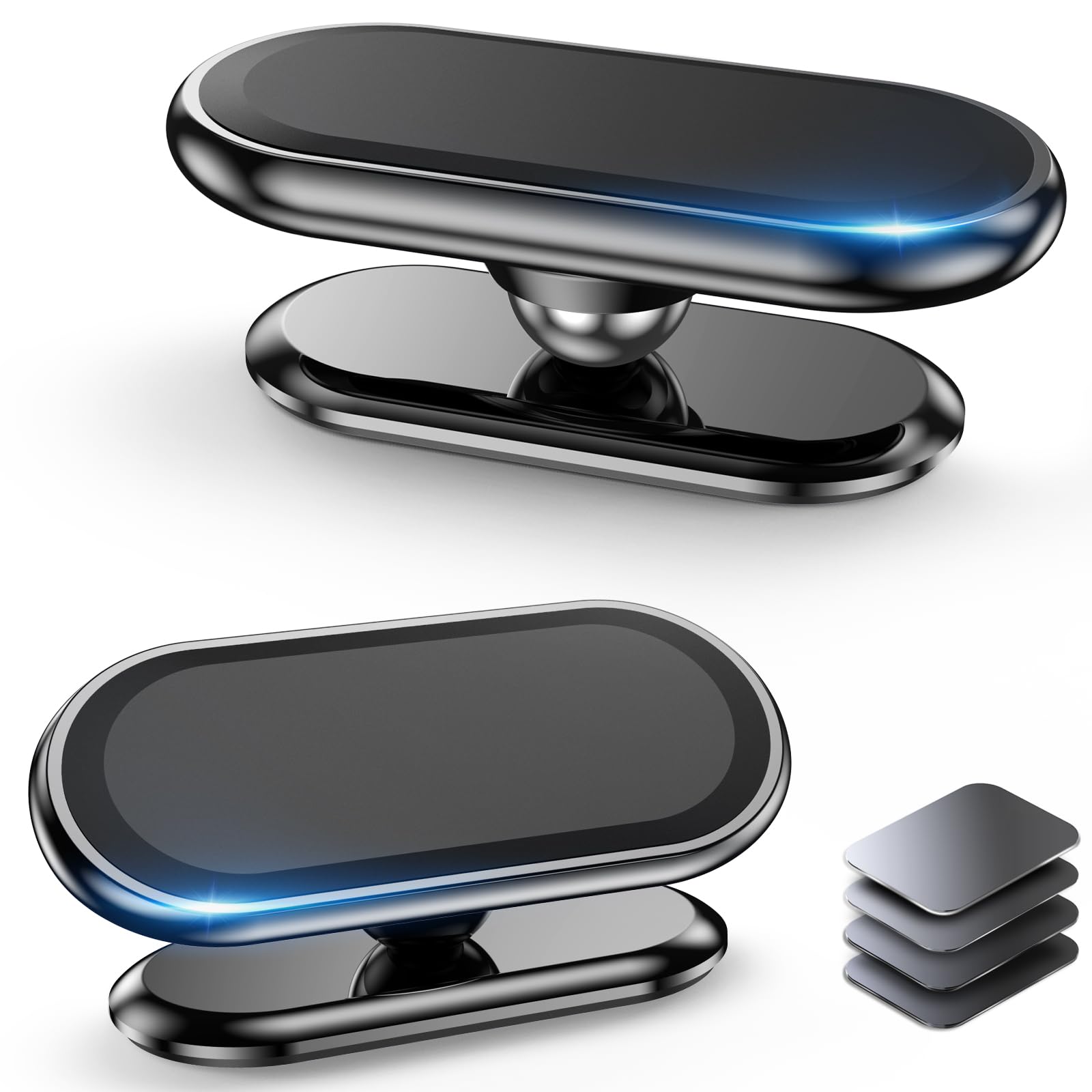 2-Pack Super Strong Magnetic Phone Holder for Car with 4 Metal Plates - 360° Rotation Universal Dash Mount for iPhone & Smartphones - Perfect for Hands-Free Navigation & Safe Driving