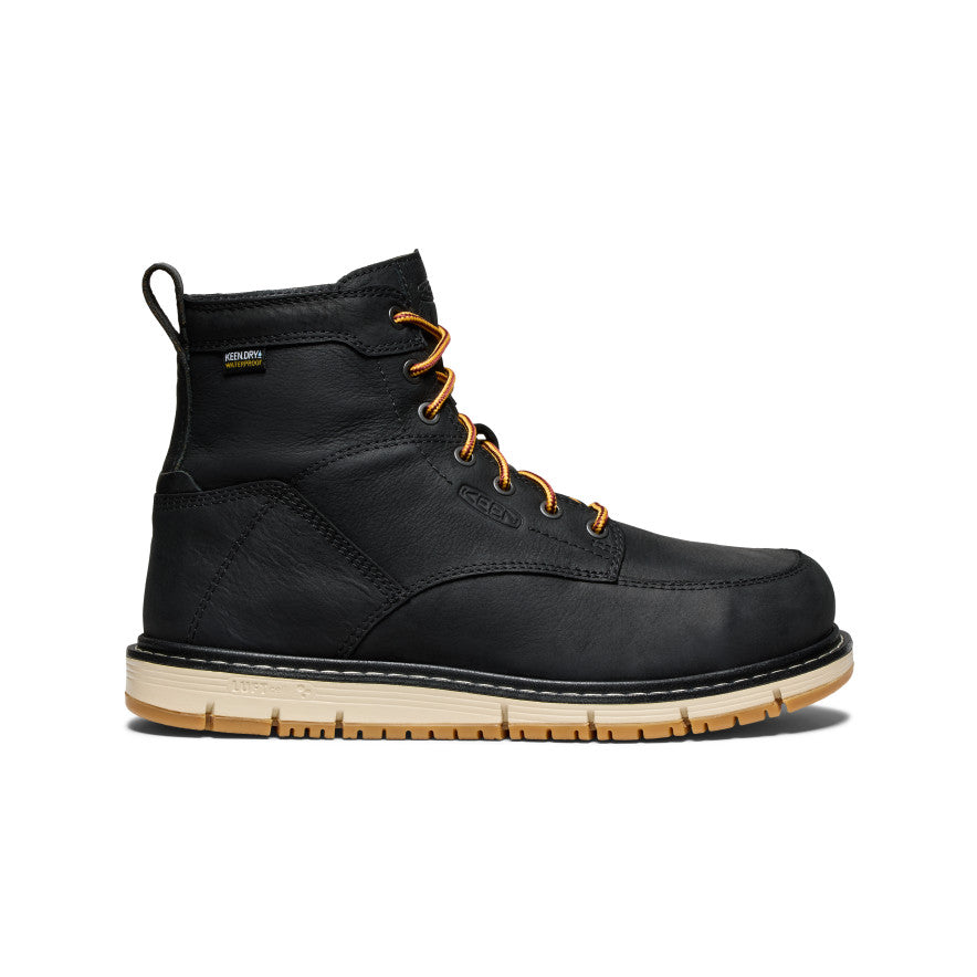 Men's San Jose 6 Waterproof Steel Toe Work Boots - Black/Gum Leather for Construction & Outdoor Safety