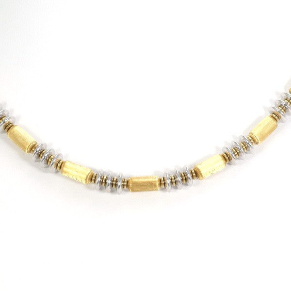 18K Yellow Gold and White Gold Necklace for Women - Elegant Layering Jewelry for Everyday Wear, Gifts, and Special Occasions