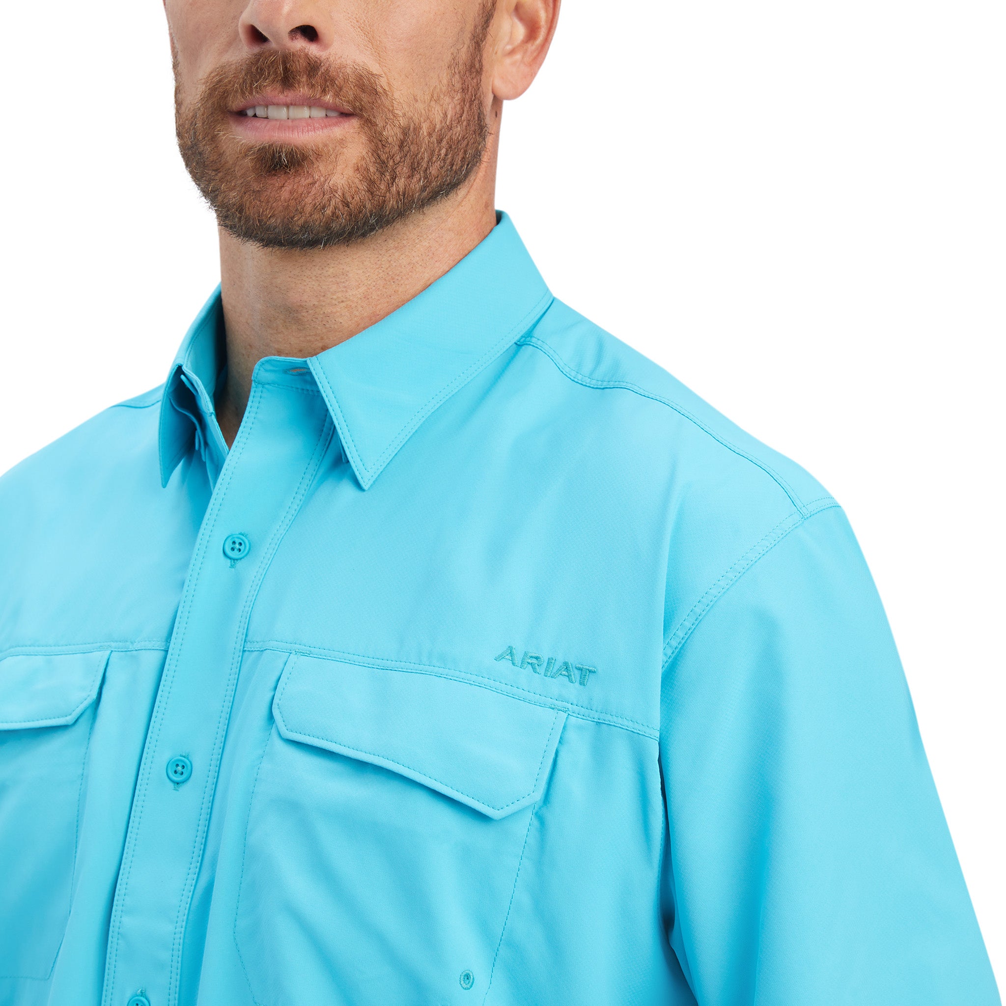 Ariat Men's Scuba Blue VentTek Short Sleeve Shirt - Moisture Wicking & Breathable Performance Top for Work, Hiking & Outdoor Activities