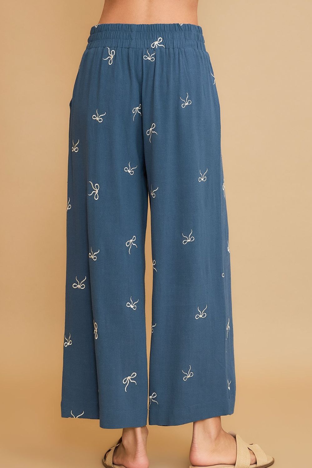 **Women's Full Size Lace Drawstring Embroidered Bow Wide Leg Resort Pants – Comfortable & Stylish for Beach Vacation, Summer Outfits, and Casual Wear**