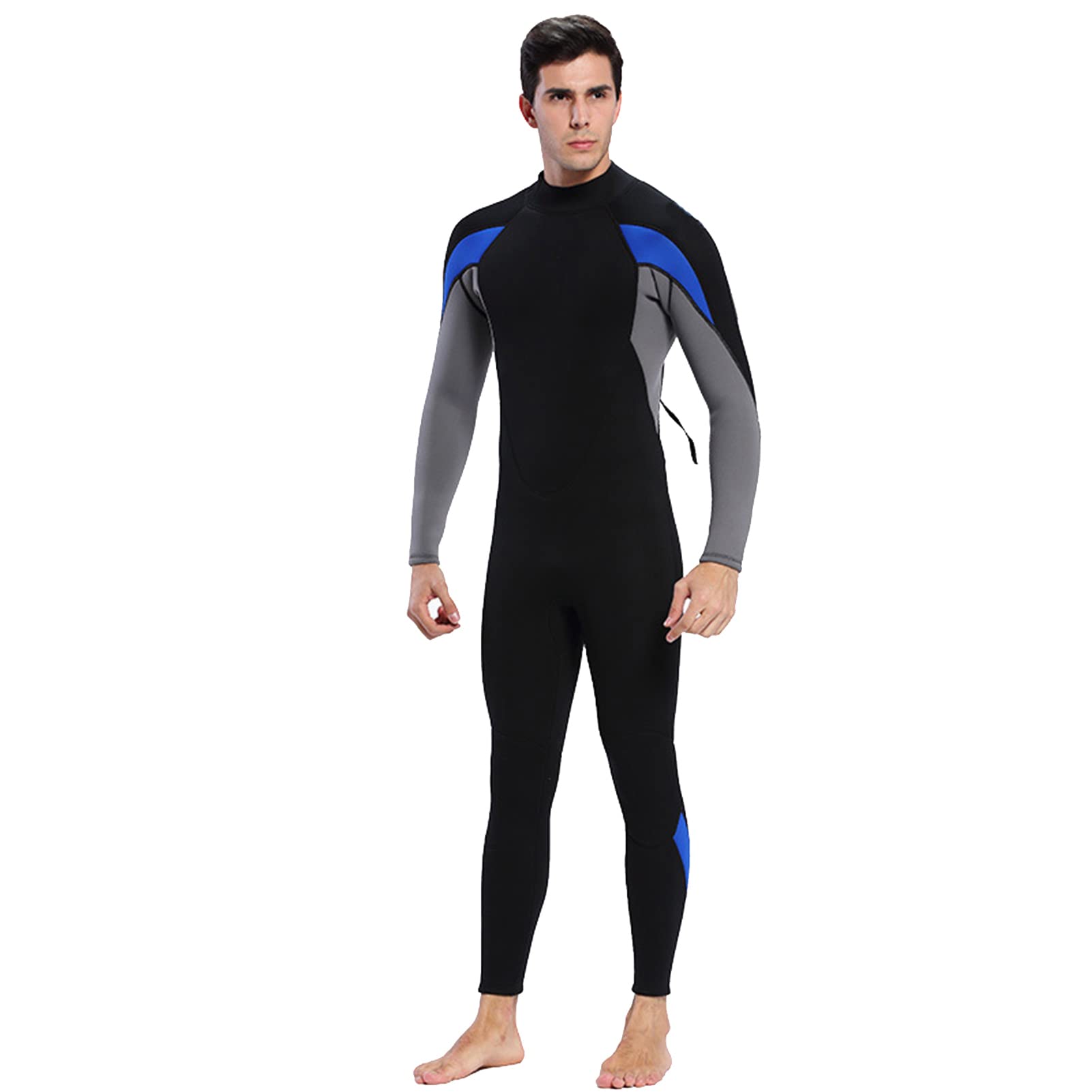3mm Neoprene Men's Wetsuit - Super Stretch One Piece Swimsuit with Back Zipper & Long Sleeves for Scuba Diving, Snorkeling, Surfing & Water Sports | Thermal Protection & Comfort