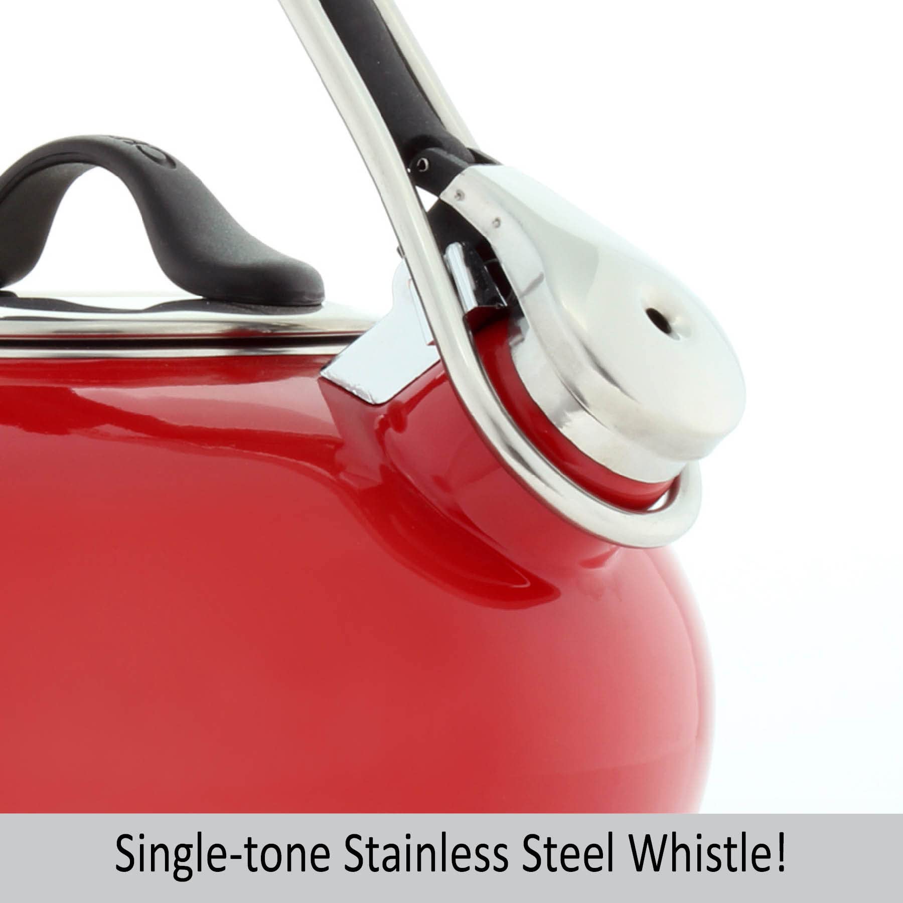 Chantal Classic Loop Enamel on Steel Whistling Tea Kettle - 1.8 Quart, Red - Stovetop Whistling Tea Pot for Gas & Electric Ranges - Perfect for Home, Kitchen, Office & Camping Use