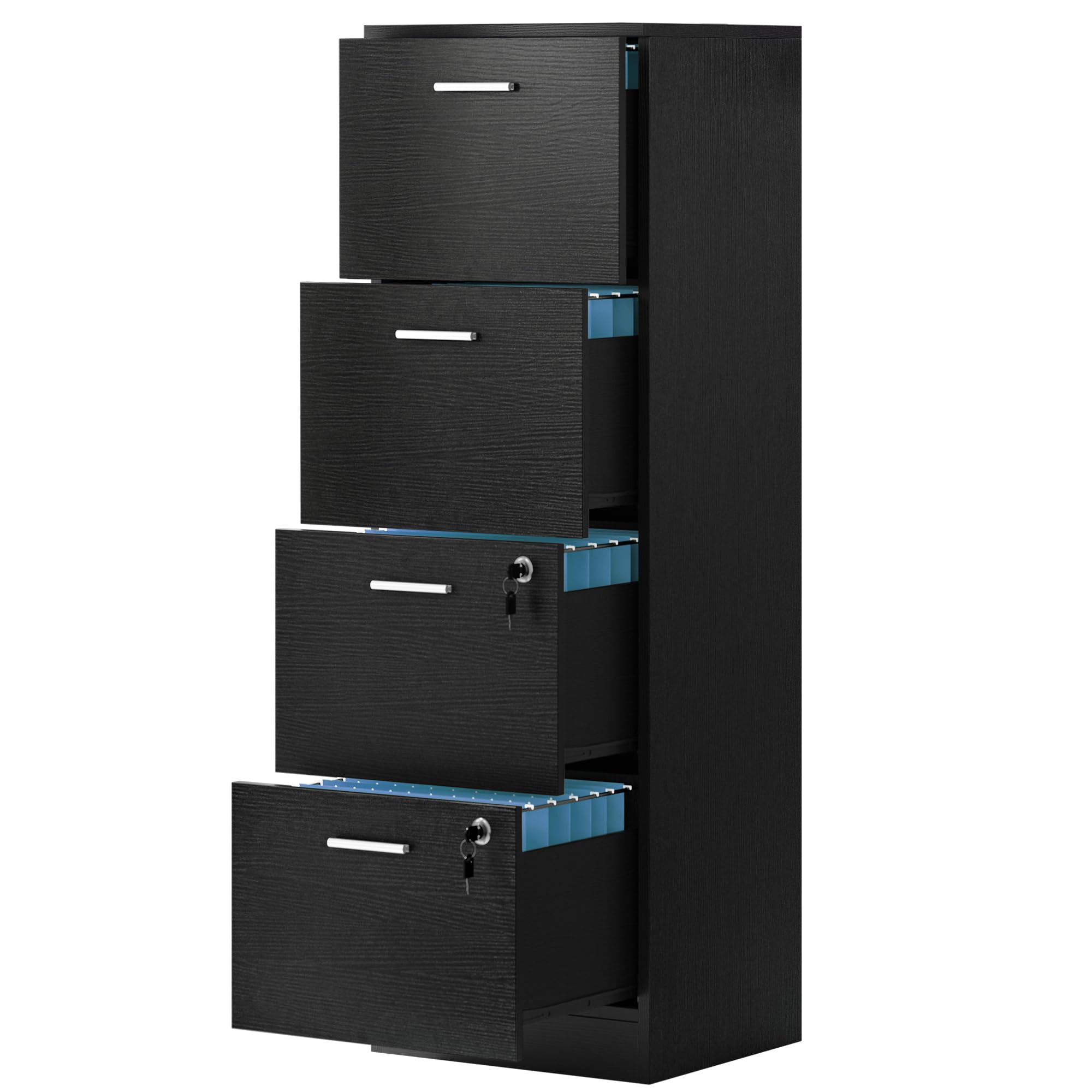 YITAHOME 4-Drawer Filing Cabinet - Black Vertical Storage for A4/Legal Files - Perfect for Home Office Organization