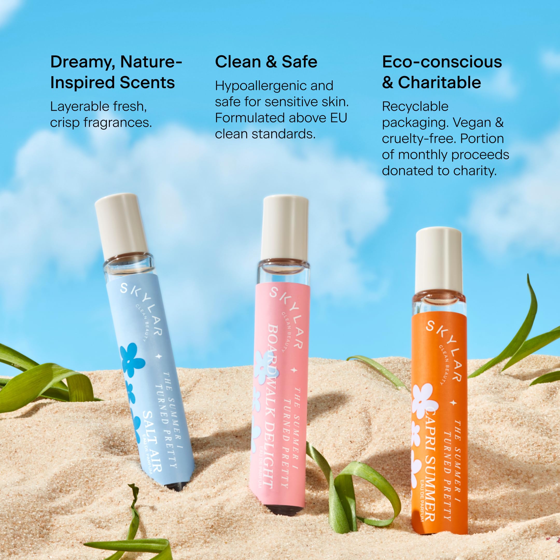 Skylar The Summer I Turned Pretty Salt Air Eau de Parfum - Hypoallergenic Vegan Perfume for Women & Men | Clean Fragrance with Driftwood & Seaweed Notes | Sensitive Skin Safe | Perfect for Beach Days, Summer Vacations & Everyday Freshness