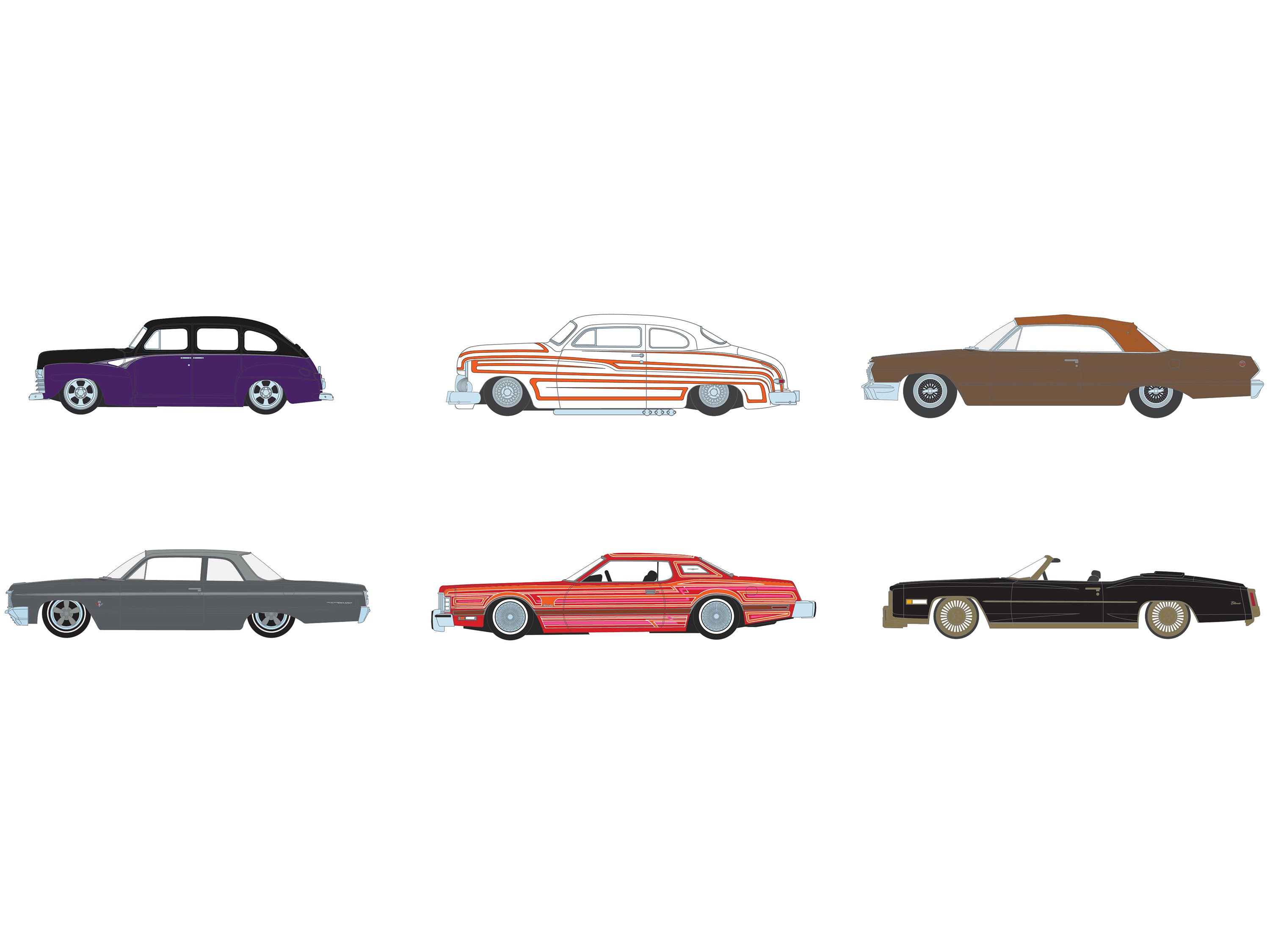 Greenlight 1/64 Scale California Lowriders Diecast Model Car Set - 6 Piece Collectible Series | Perfect for Car Enthusiasts, Display Cases & Gift Giving