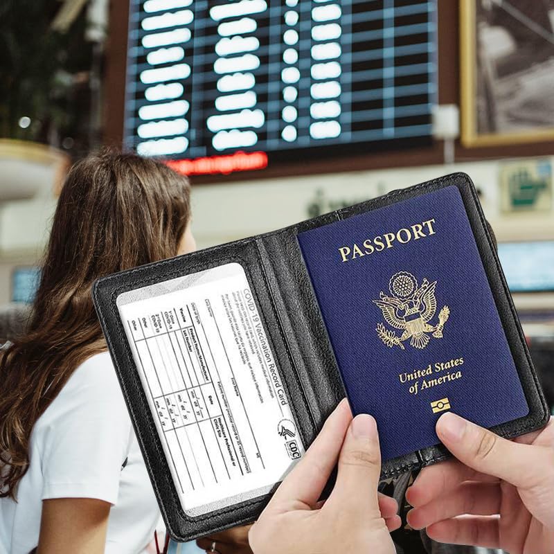 Premium Waterproof Passport Holder for Travel - Durable RFID Blocking Passport Wallet Cover for Men & Women - Secure & Stylish Travel Accessory (Black) - Perfect for Airports, Vacations & International Trips