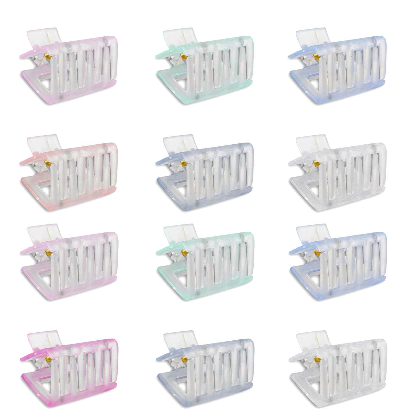 Elegant Plastic Ice Matte Rectangle Hair Claw Clips for Women - Pack of 12 Multicolor Non-Slip Grip Hair Accessories | Perfect for Ponytails, Buns & Everyday Hairstyles