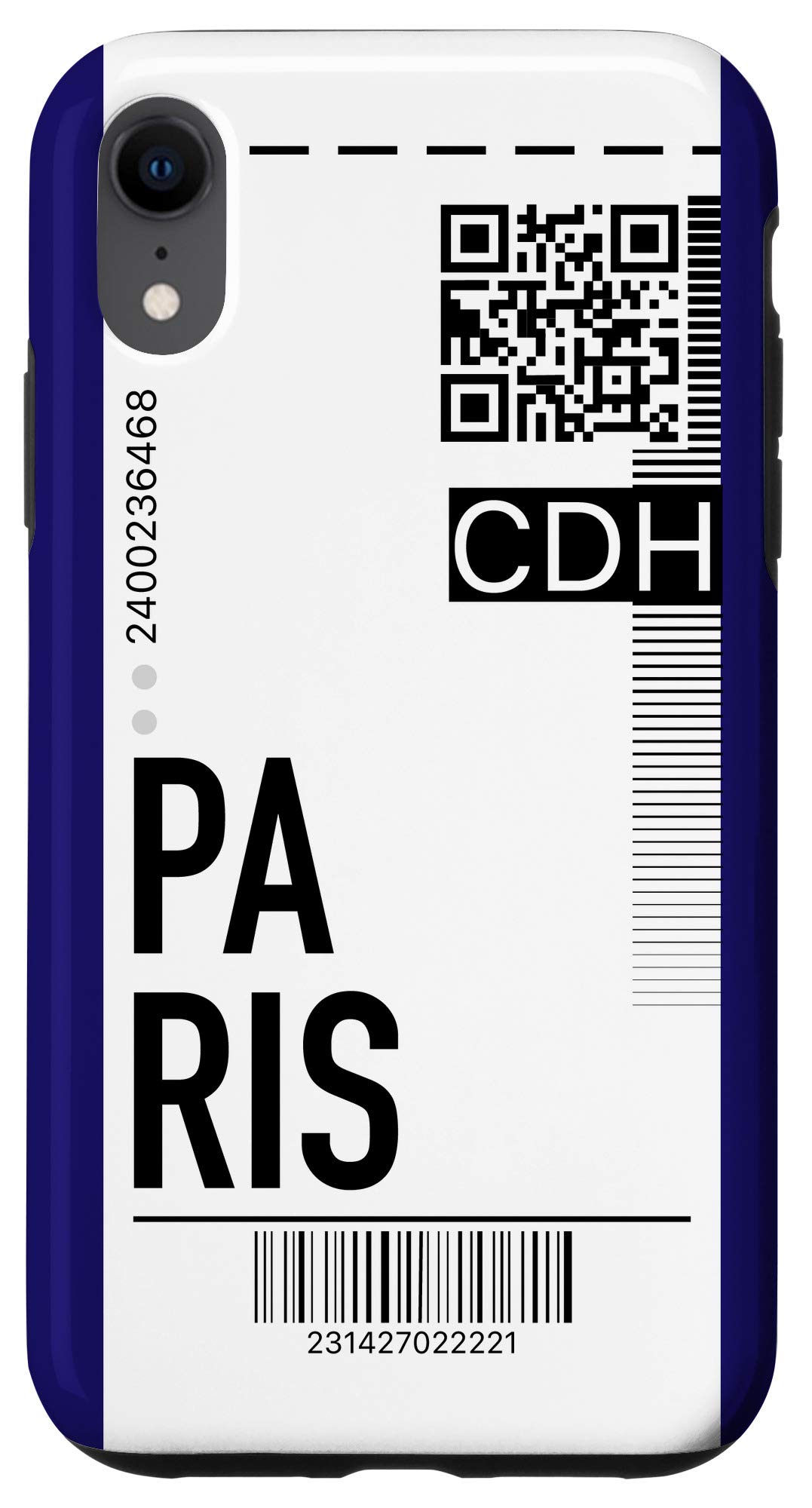 iPhone XR Paris Air Flight Ticket Phone Case - Boarding Pass Design City Navy Hard Cover for Travel & Commuting