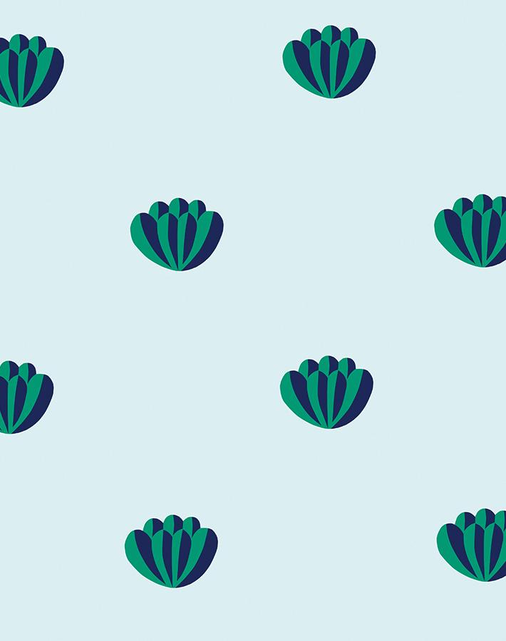 Clare V. 'Lotus' Wallpaper - Emerald & Sky Blue Peel and Stick Wallpaper for Bedroom, Living Room, Nursery Decor | Waterproof Removable Self-Adhesive Wallpaper