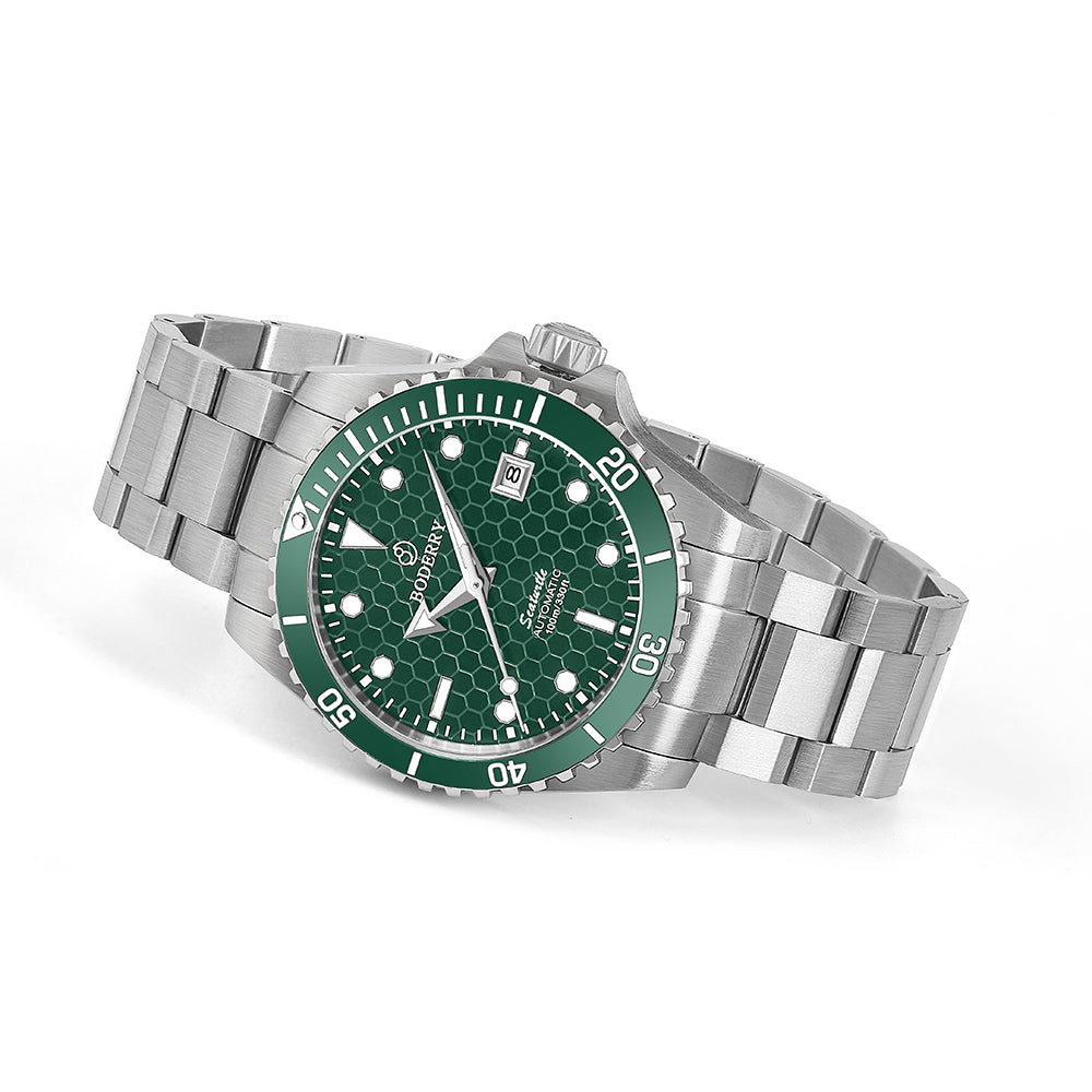 Automatic Titanium Diver Watch - SEATURTLE.OCEAN (Titanium Case) | Waterproof Professional Dive Watch with Turtle Green Dial & Titanium Bracelet | Perfect for Scuba Diving, Snorkeling & Water Sports