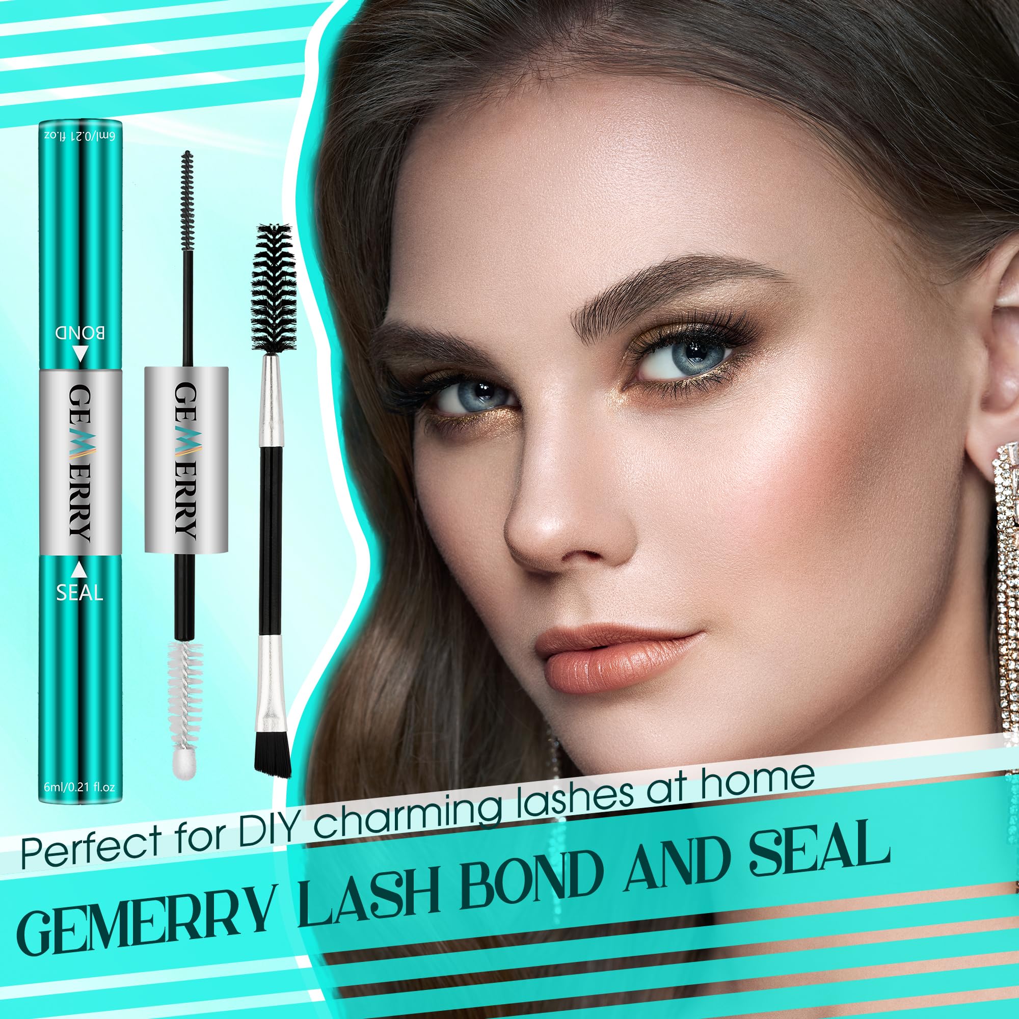 GEMERRY Waterproof Lash Bond & Seal Glue – 12ml Long-Lasting Eyelash Adhesive for Lash Clusters (72-96 Hour Hold) – Professional Strength DIY Eyelash Extension Glue for Home Use – Perfect for Parties, Weddings & Daily Wear