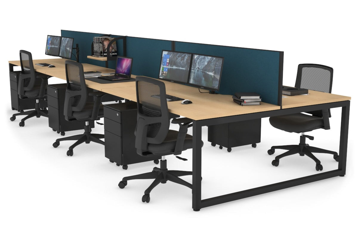 Quadro Loop Legs 6-Person Office Workstation - 1400L x 800W with Cable Management - Perfect for Open Office Layouts & Collaborative Workspaces