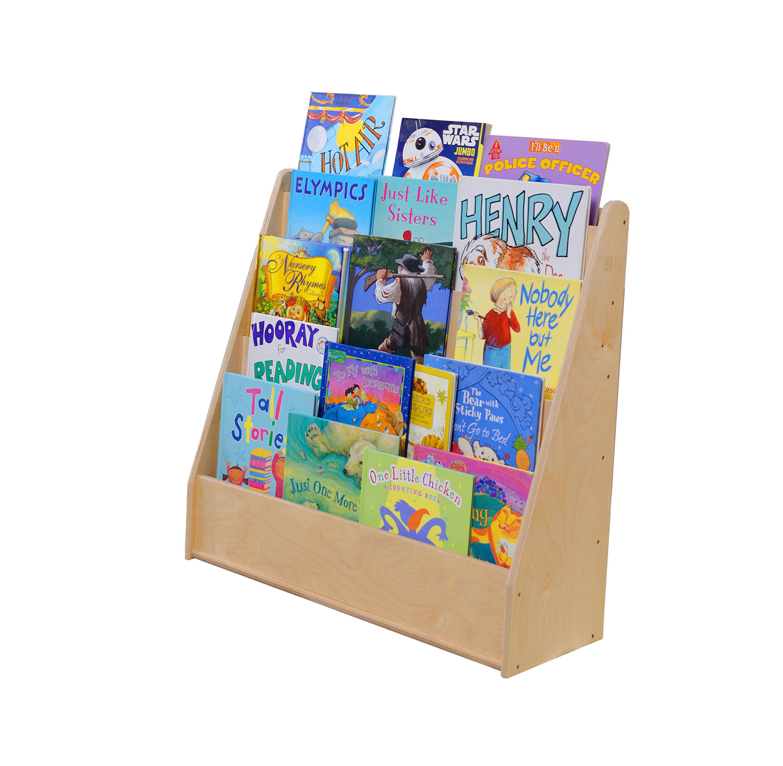 Contender Fully Assembled Kids Bookcase - 5 Shelf Single-Sided Bookshelf with Front Display, Baltic Birch Plywood [Greenguard Gold Certified] - Perfect for Nursery, Playroom & Classroom Organization
