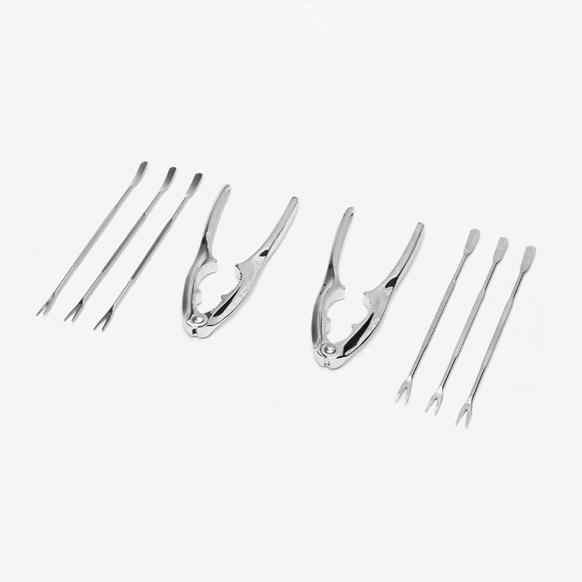 Fox Run 8-Piece Seafood Tool Set - Stainless Steel Crab & Lobster Crackers, Shellfish Scissors, Forks - Perfect for Seafood Boils, Crab Feasts & Dinner Parties