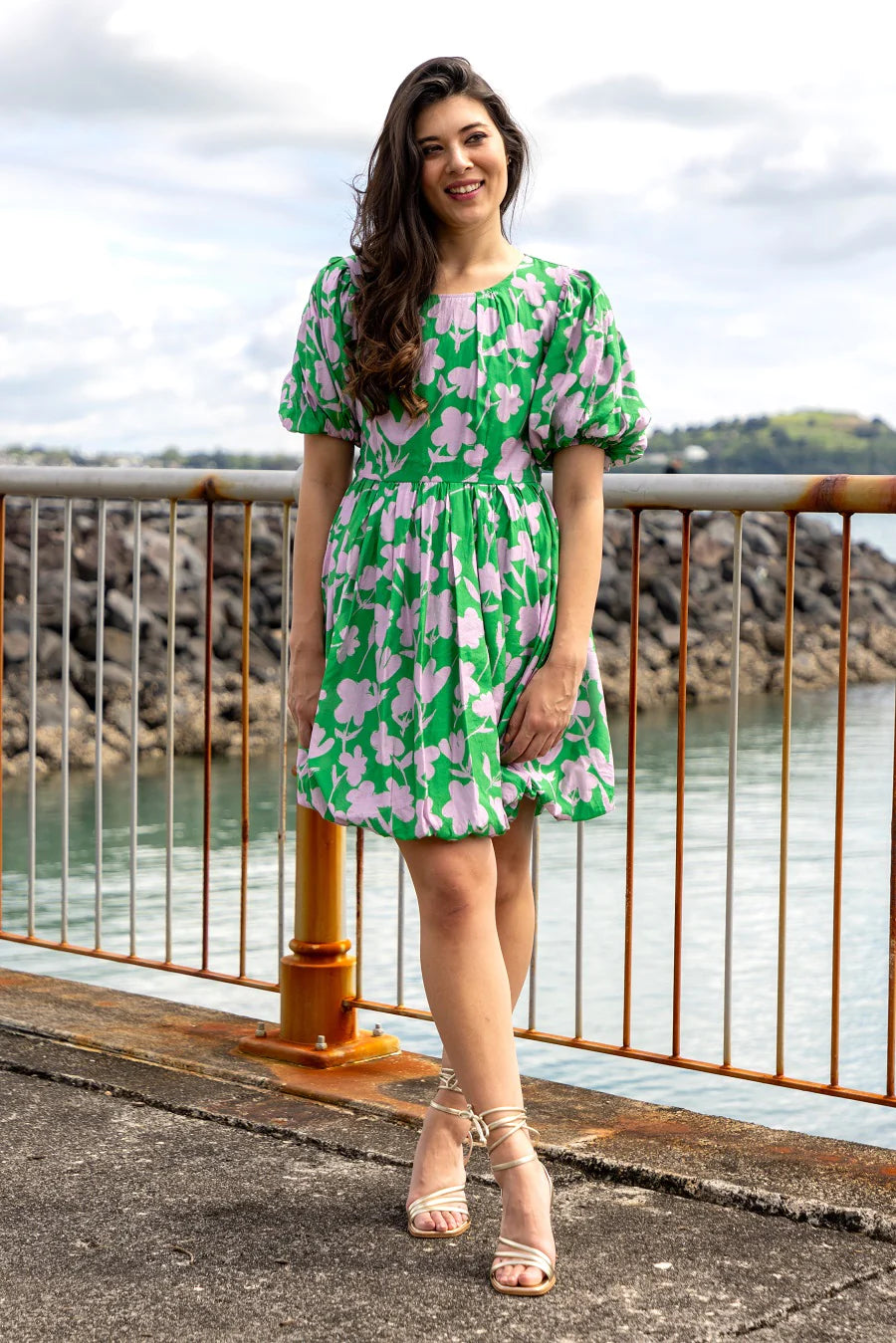 Emma Mini Dress - Green Floral Print Summer Dress for Women | Perfect for Beach Vacation, Date Night & Casual Outings