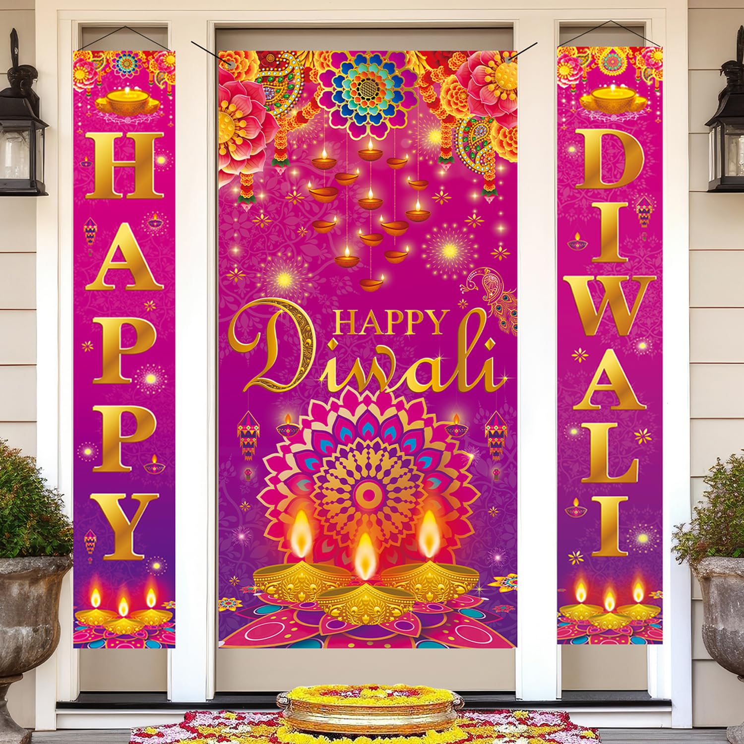 Happy Diwali Porch Door Banner - Colorful Indian Festival Decorations for Home & Party | Perfect for Diwali Celebrations, Housewarming & Cultural Events