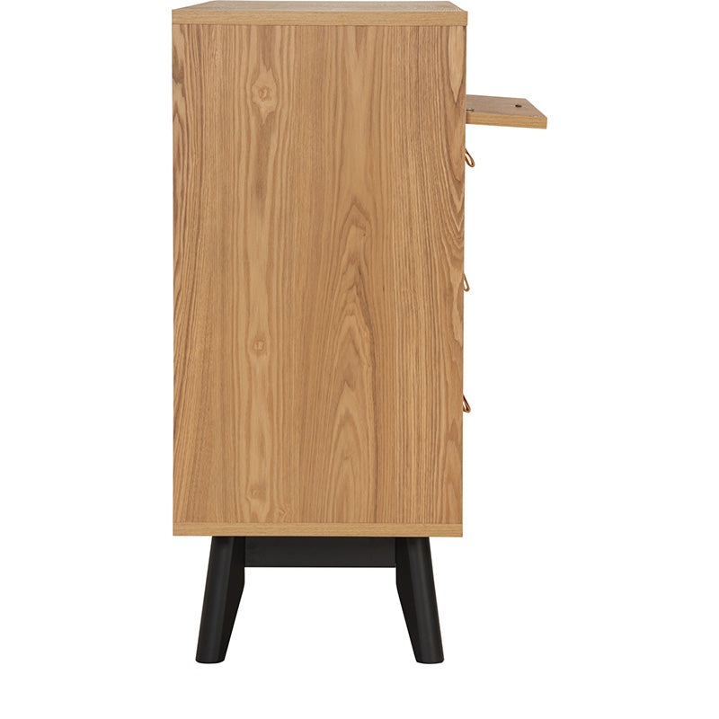 CASTOR Sideboard Buffet 125cm - Modern Wooden Storage Cabinet with 3 Drawers & Doors in Natural, Navy Blue & Black - Perfect for Dining Room, Living Room & Entryway Organization