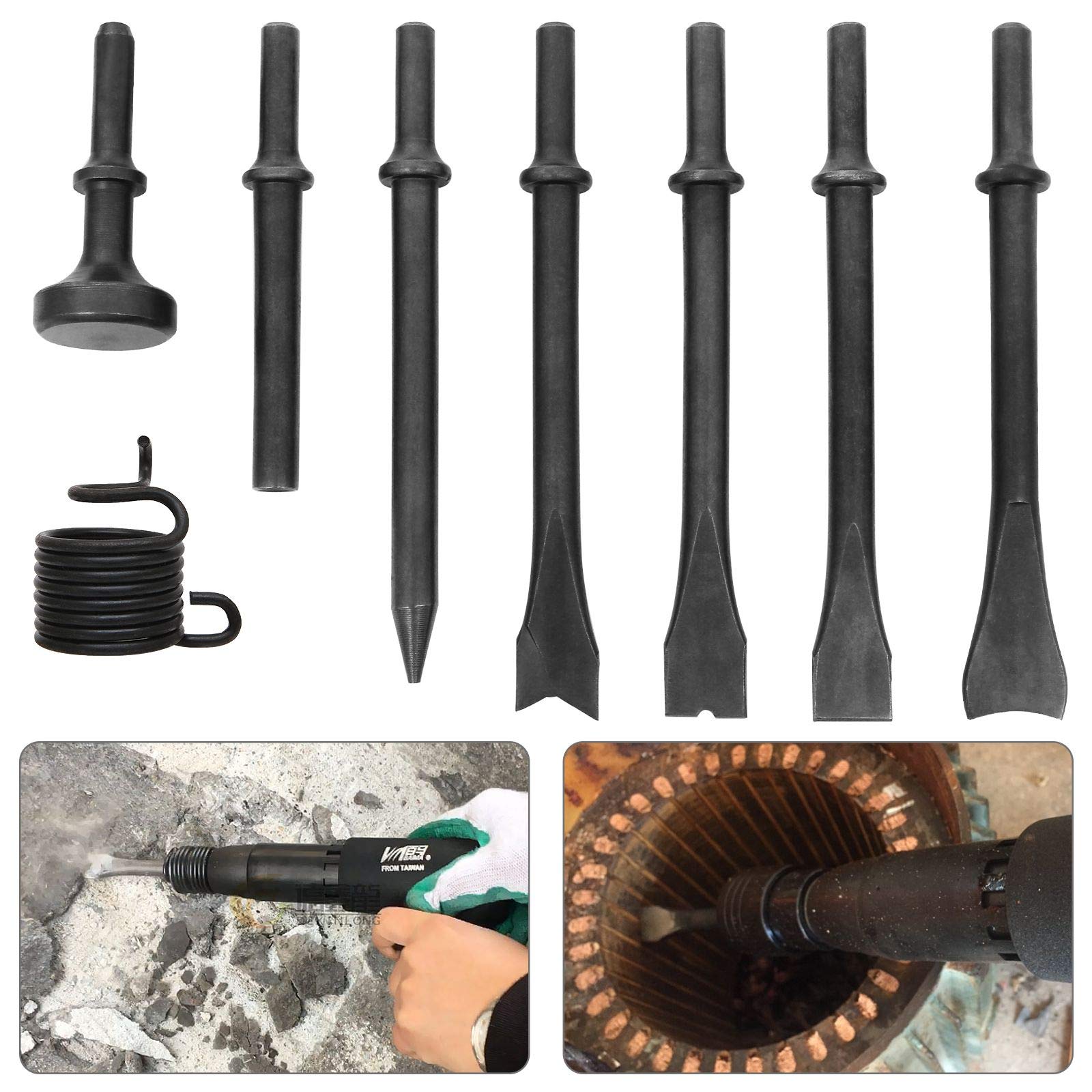 8 PCS Air Hammer Chisel Bits Set for 150/190/250 Air Hammer - Masonry & Concrete Demolition Tools - Ideal for Construction, Renovation & Auto Body Work