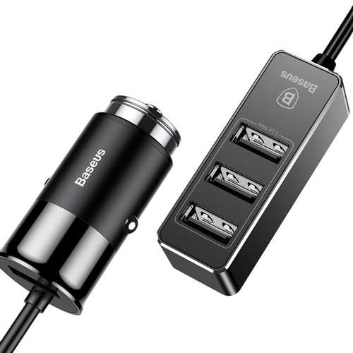 Baseus 5.5A 4-Port USB Fast Car Charger Adapter for iPhone X/8/7, OnePlus 5, Xiaomi 6/Mi A1, Tablets - Perfect for Road Trips & Multi-Device Charging in Your Vehicle