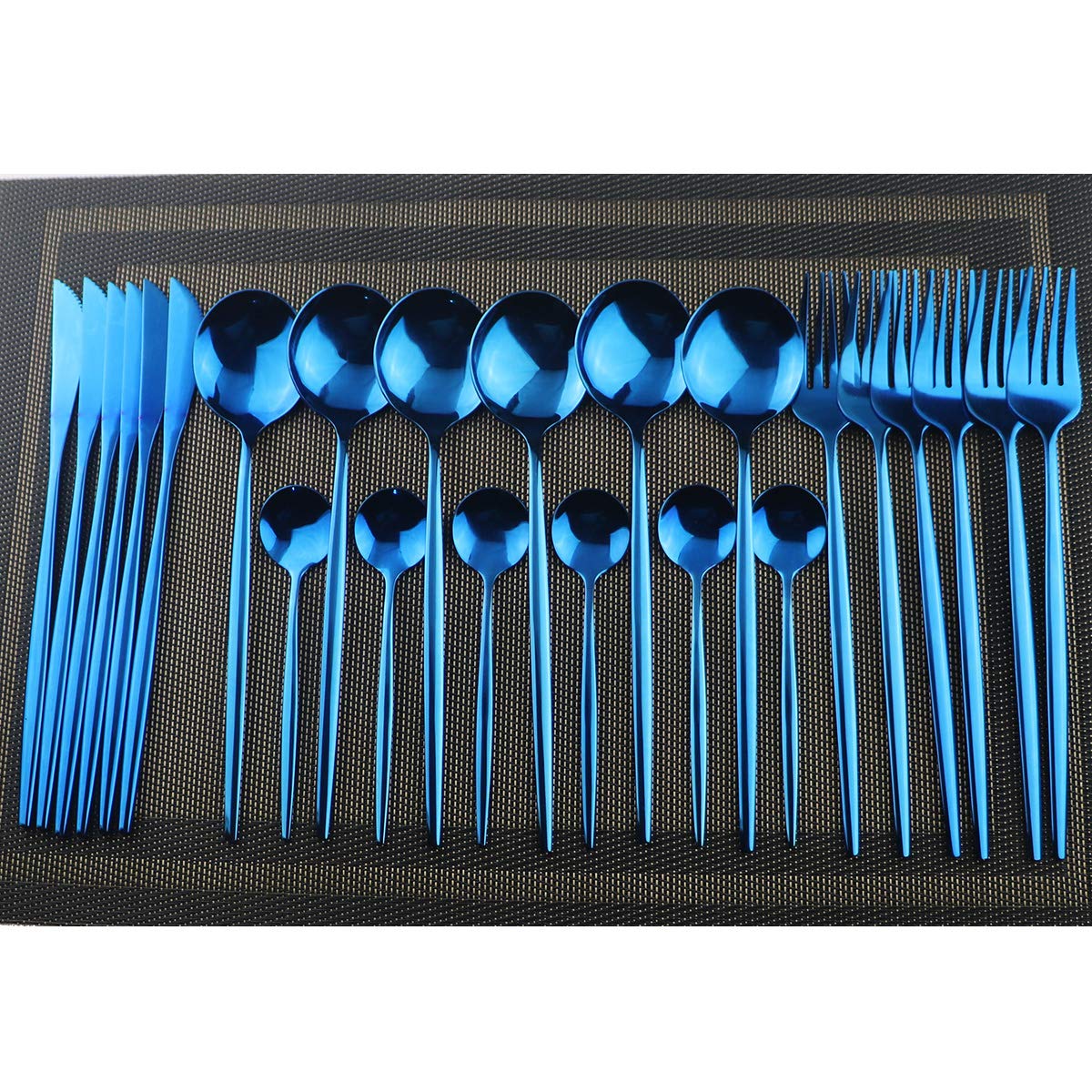 Premium Gugrida 24-Piece Silverware Set - 18/10 Stainless Steel Flatware Set with Forks, Spoons & Knives | Mirror Polished Reusable Cutlery for Restaurants, Dinner Parties & Everyday Use (6-Piece Place Settings, Elegant Blue) - Perfect for Hosting, Wedding Gifts & Upscale Dining Experiences