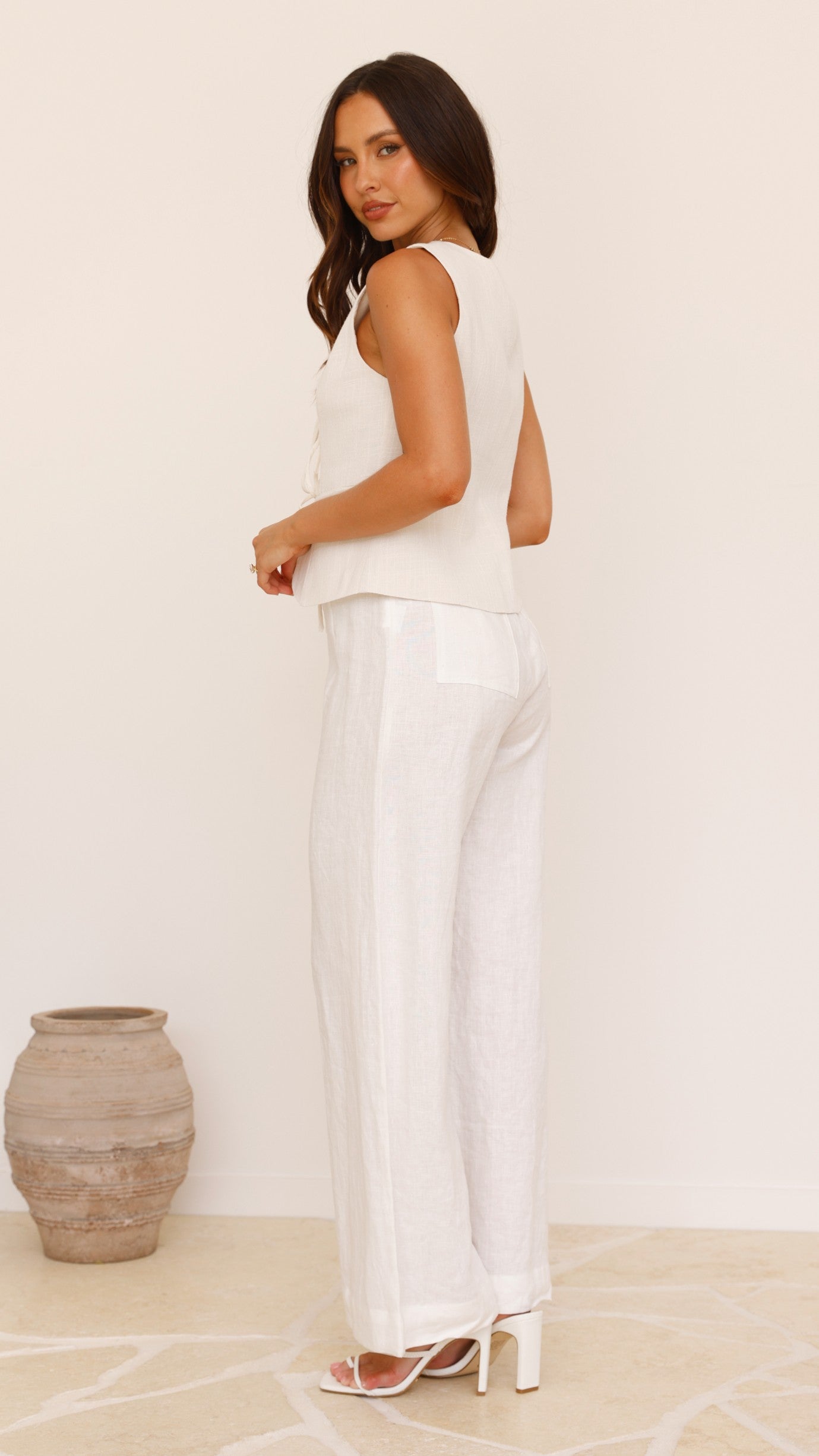 Alisa Tie Vest for Women - Light Beige Wrap Front Waistcoat - Perfect for Office Wear, Date Night & Spring Layering